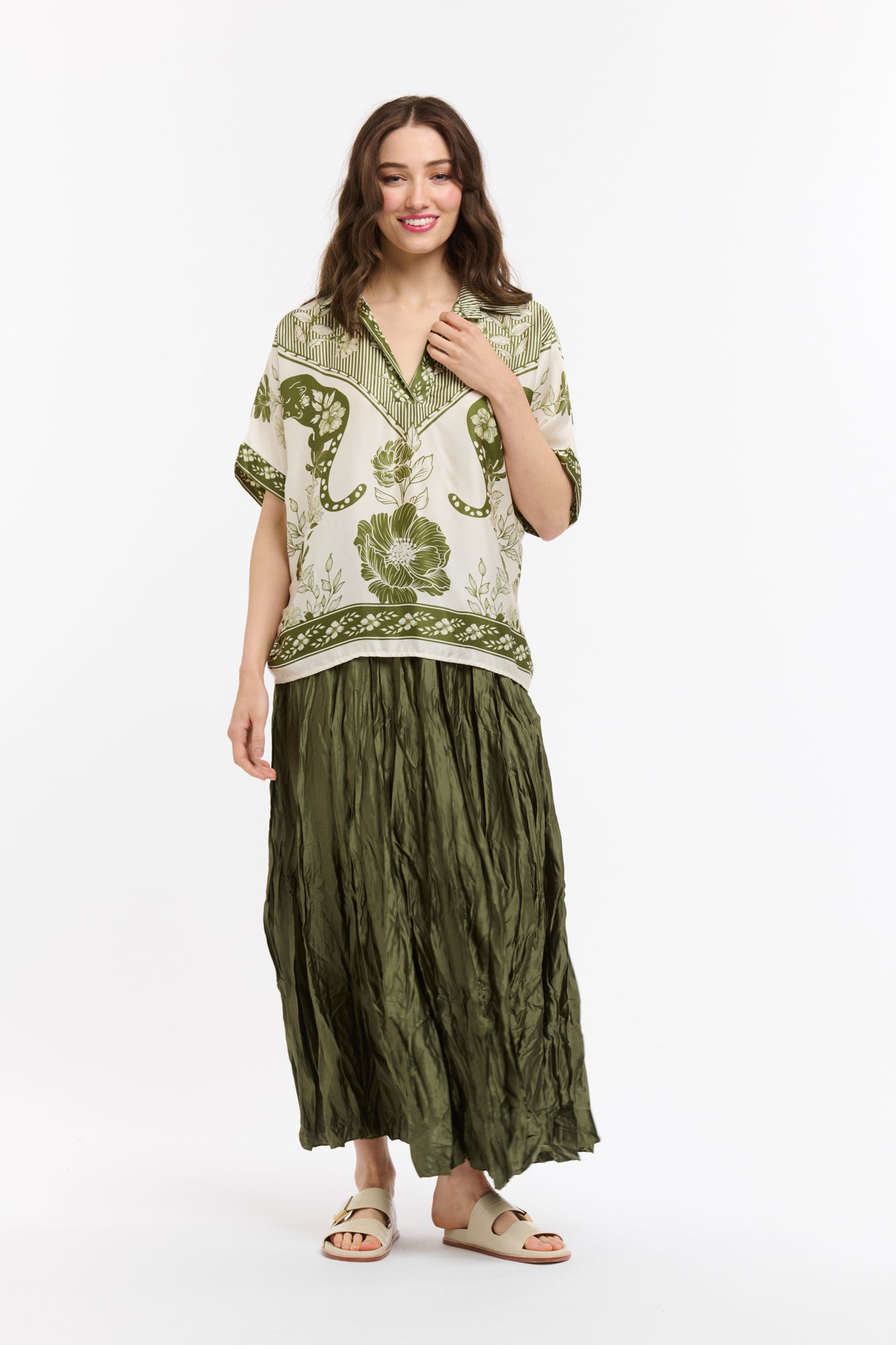 Urban Luxury Military Crinkle Skirt OS