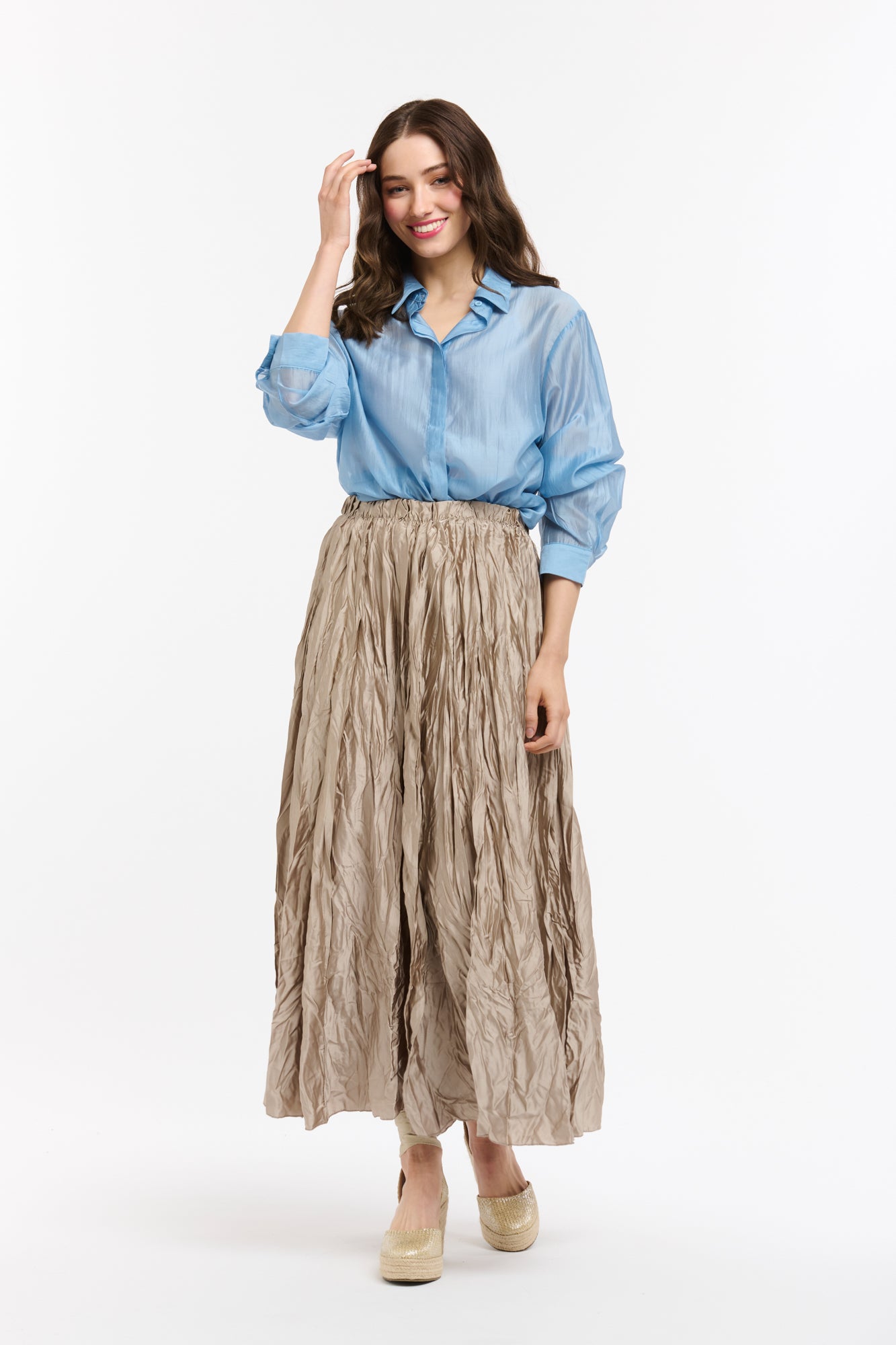 Urban Luxury Blue Chiffon Shirt