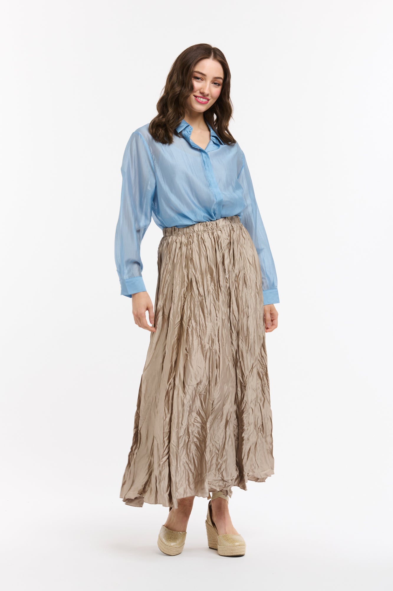 Urban Luxury Blue Chiffon Shirt