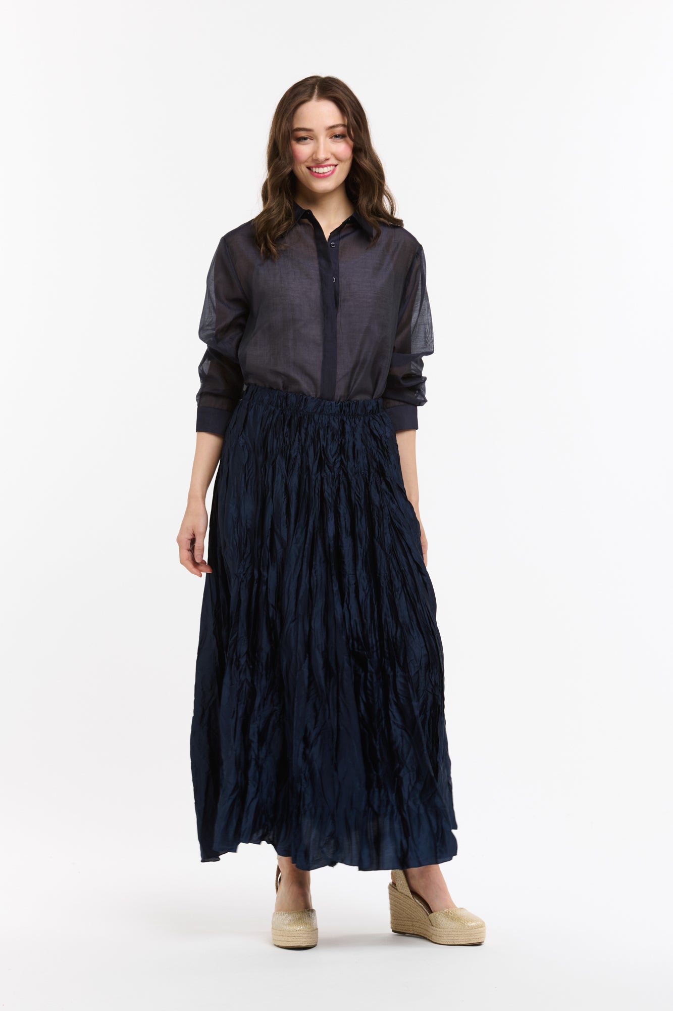 Urban Luxury Navy Chiffon Shirt