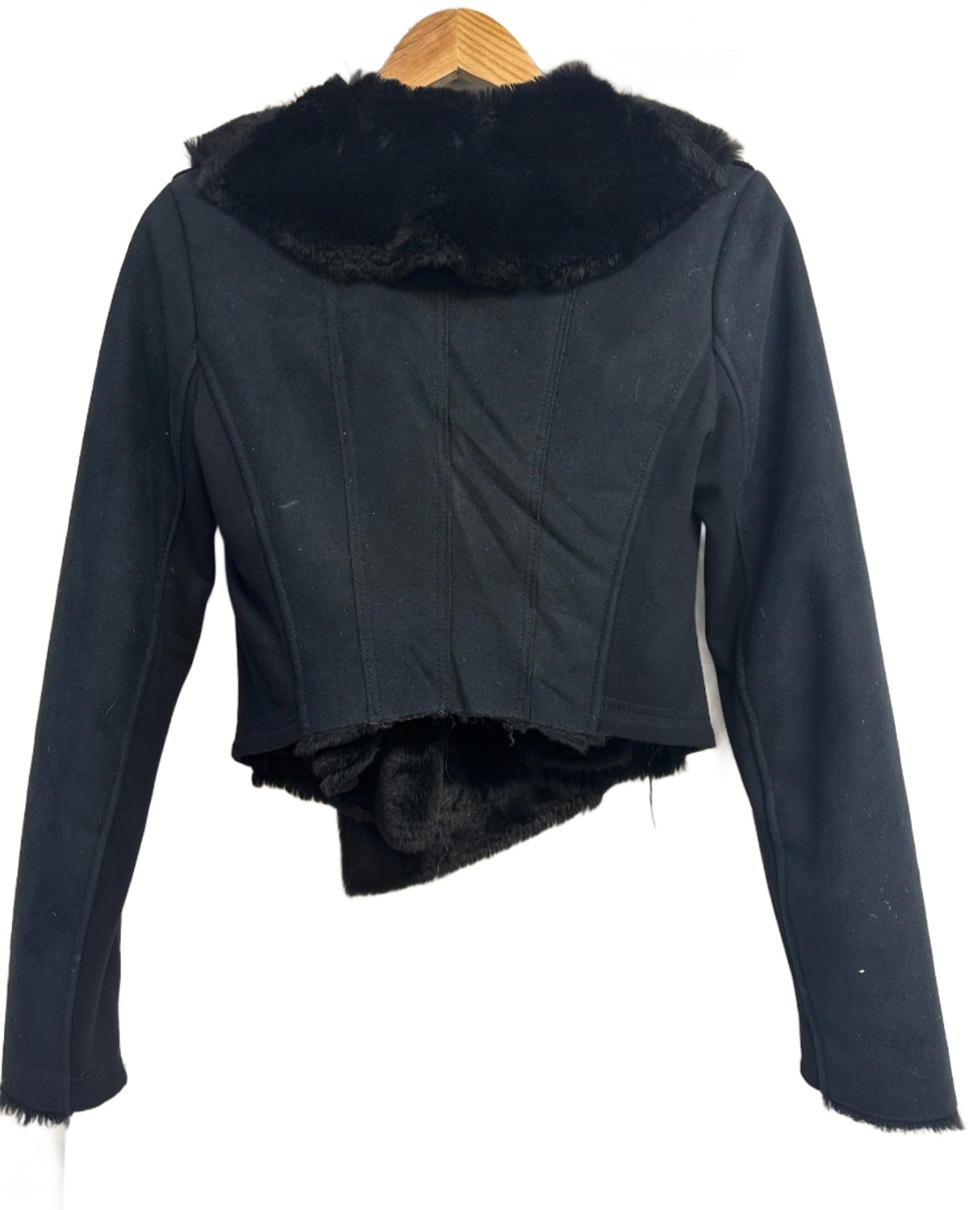 BCBGMAXAZRIA Black Fur Lined Jacket