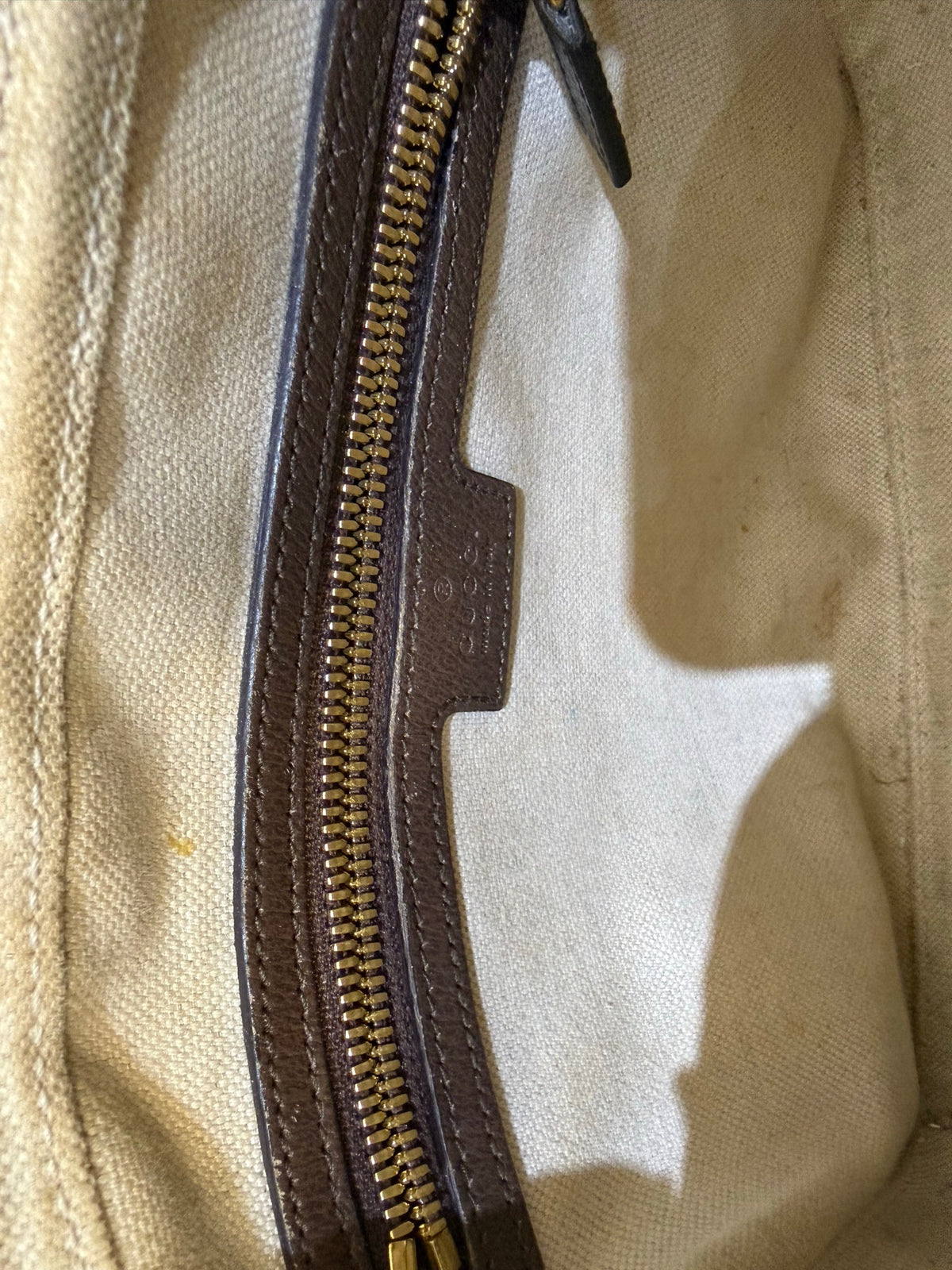 Gucci Monogram Brown Leather Bag, O/S