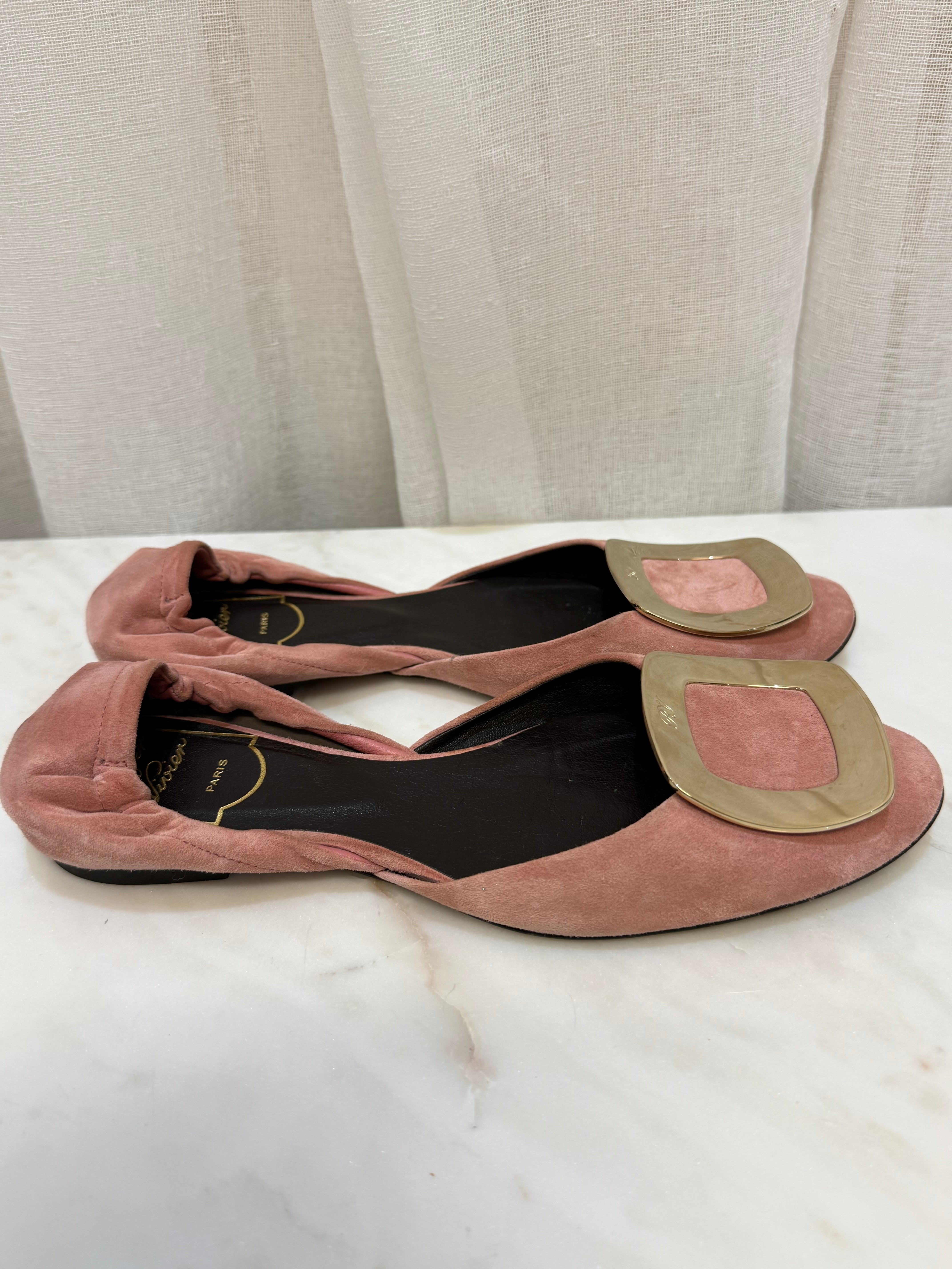 Roger Vivier Pink Flats 34.5