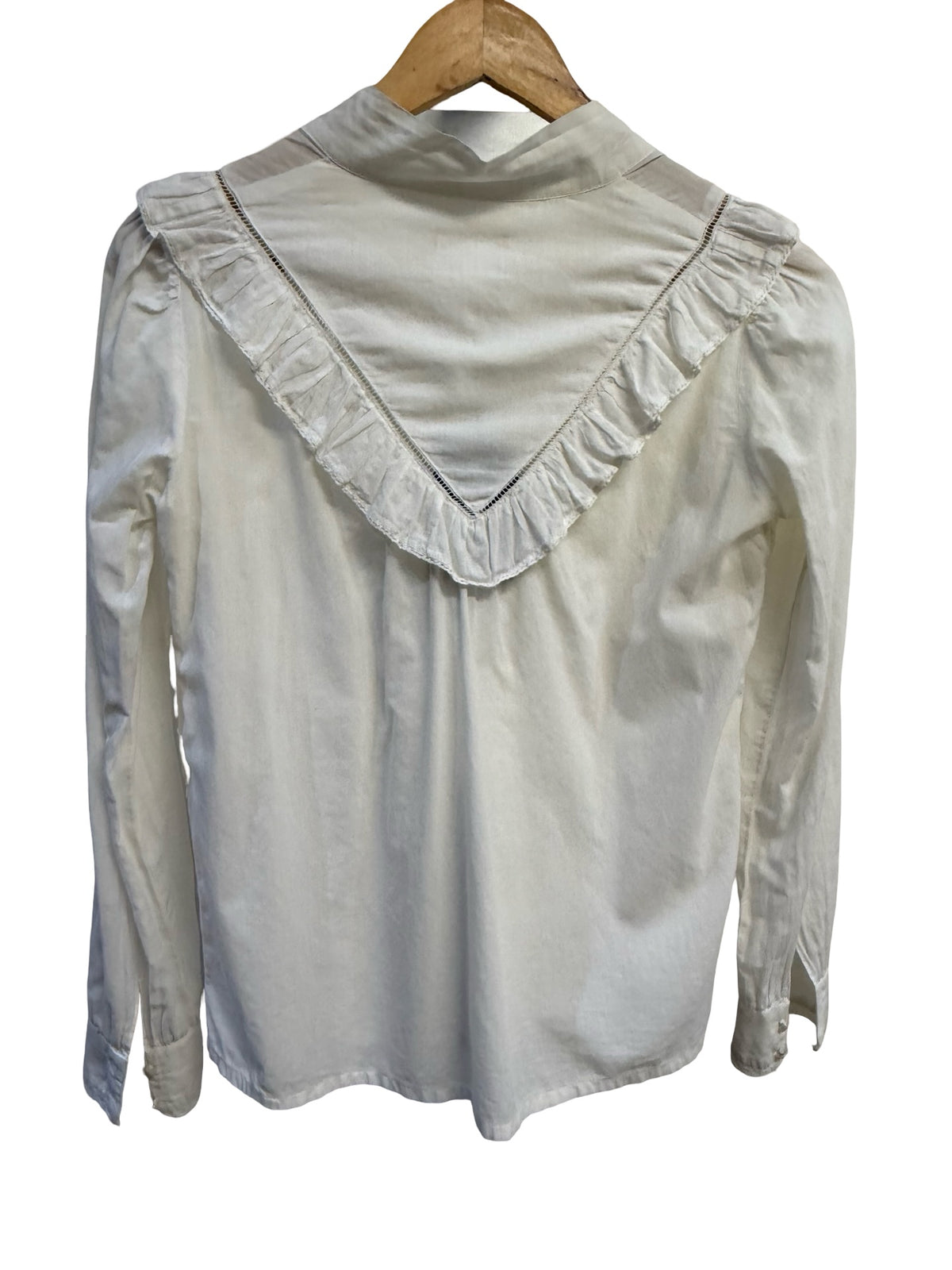 Sezane White Ruffle Shirt 36