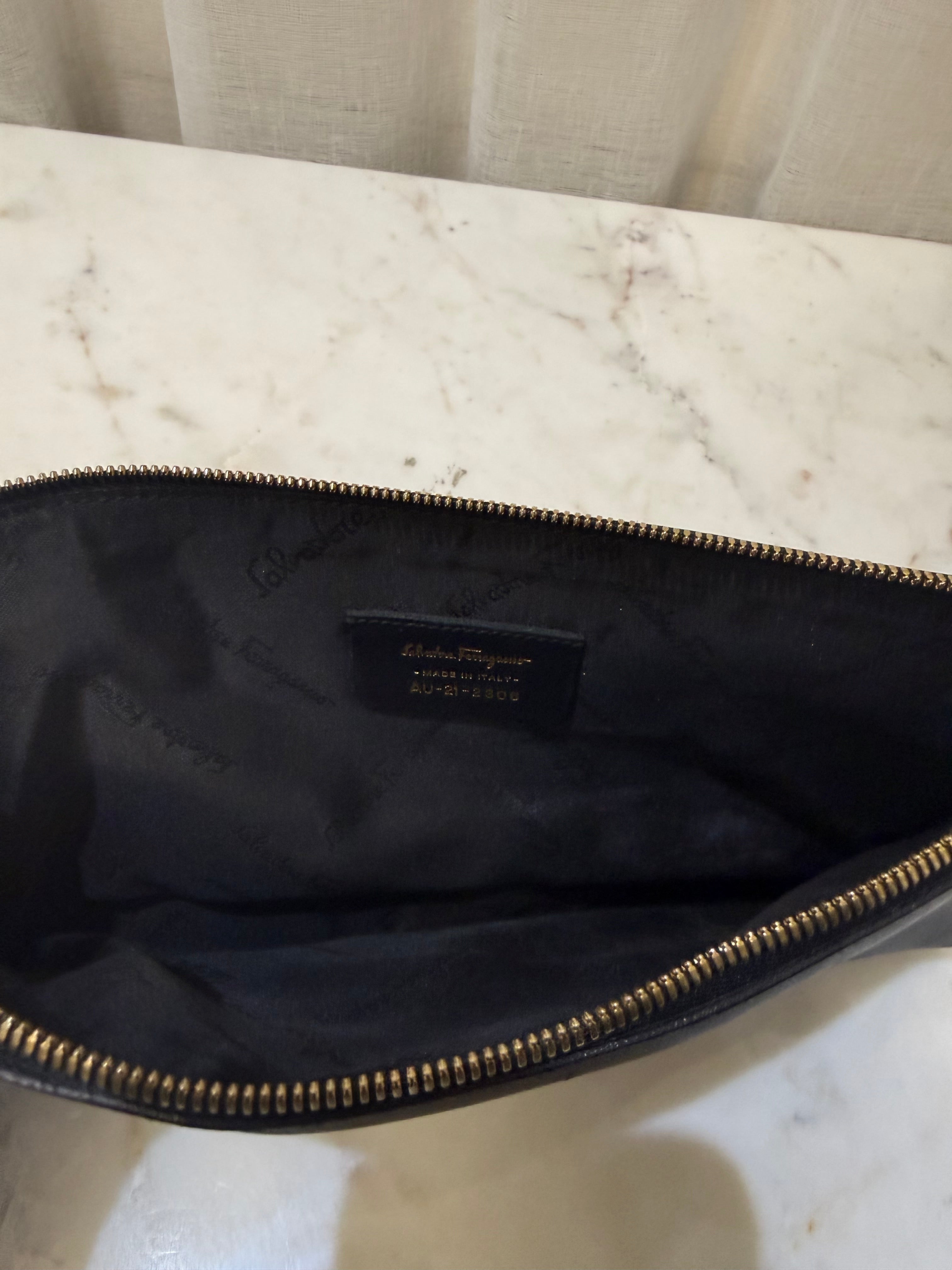 Salvatore Ferragamo Blk Gancini Shoulder Bag