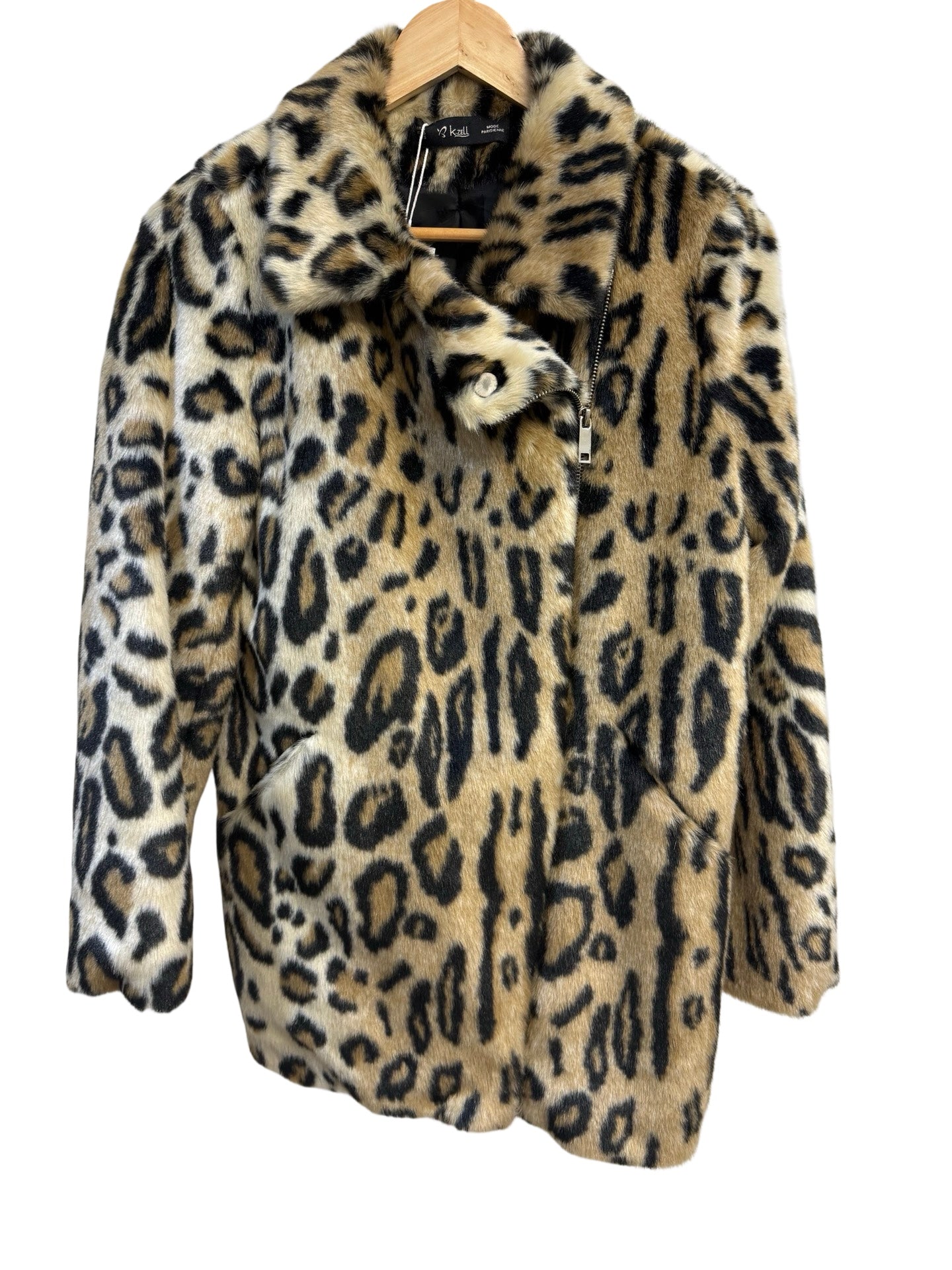 Vintage Leopard Faux Fur Coat S