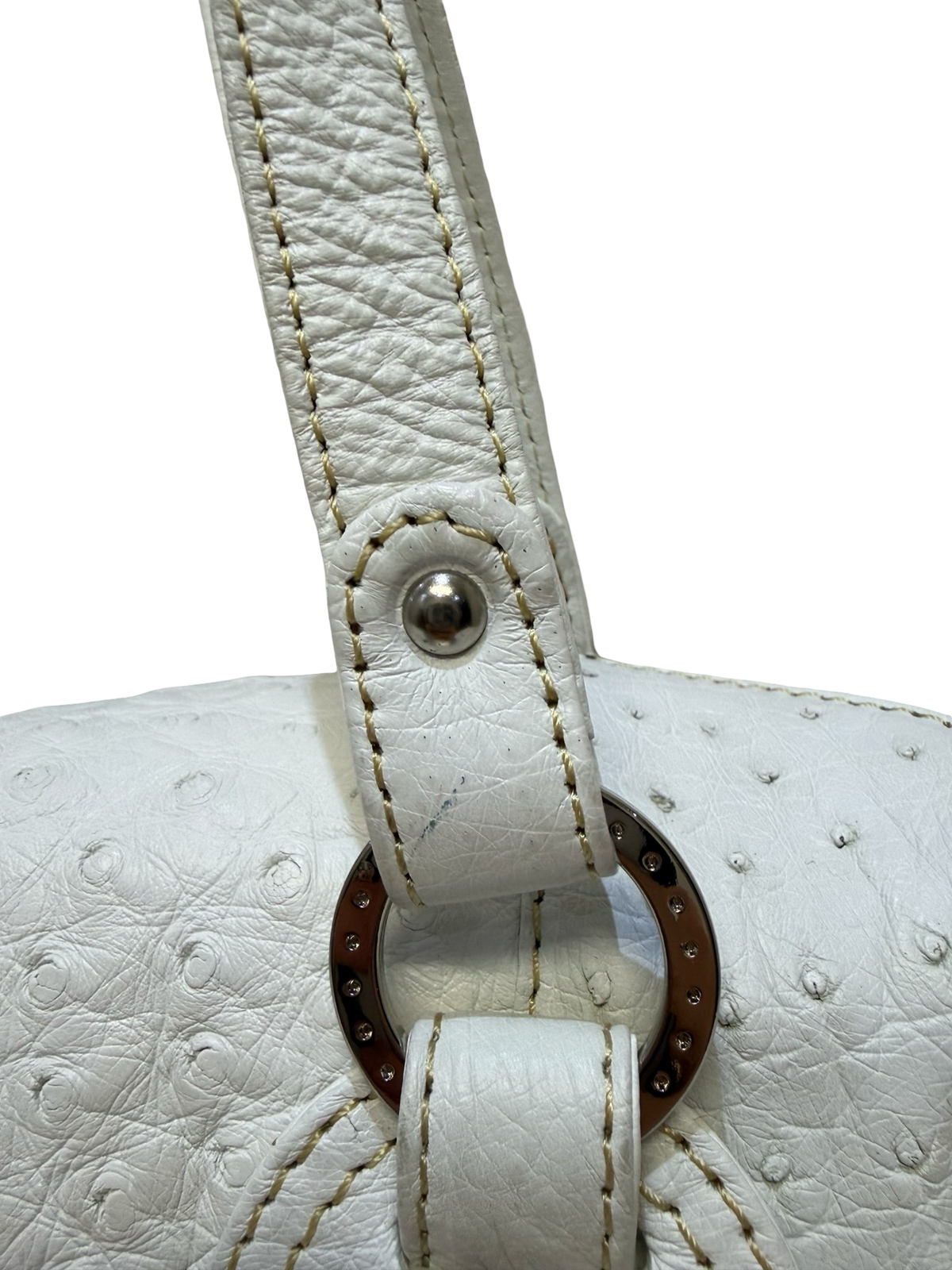 White Ostrich Leather Bag