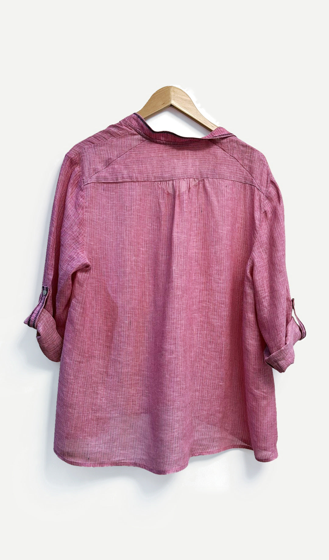 Madly Sweetly Pink Striped Linen Blouse 12
