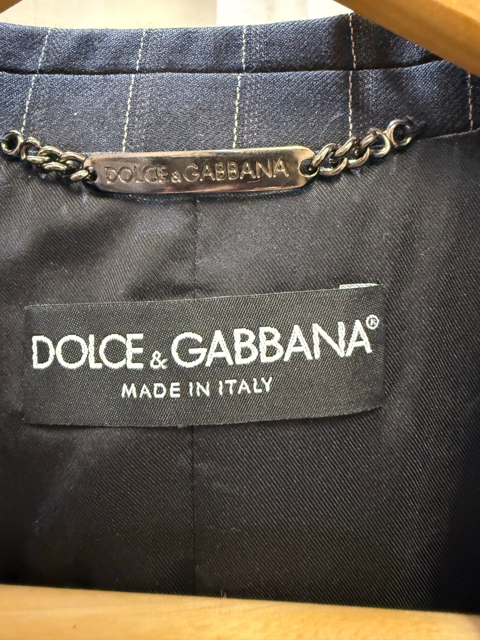 Dolce & Gabbana Black Pinstripe Wool Blazer 46