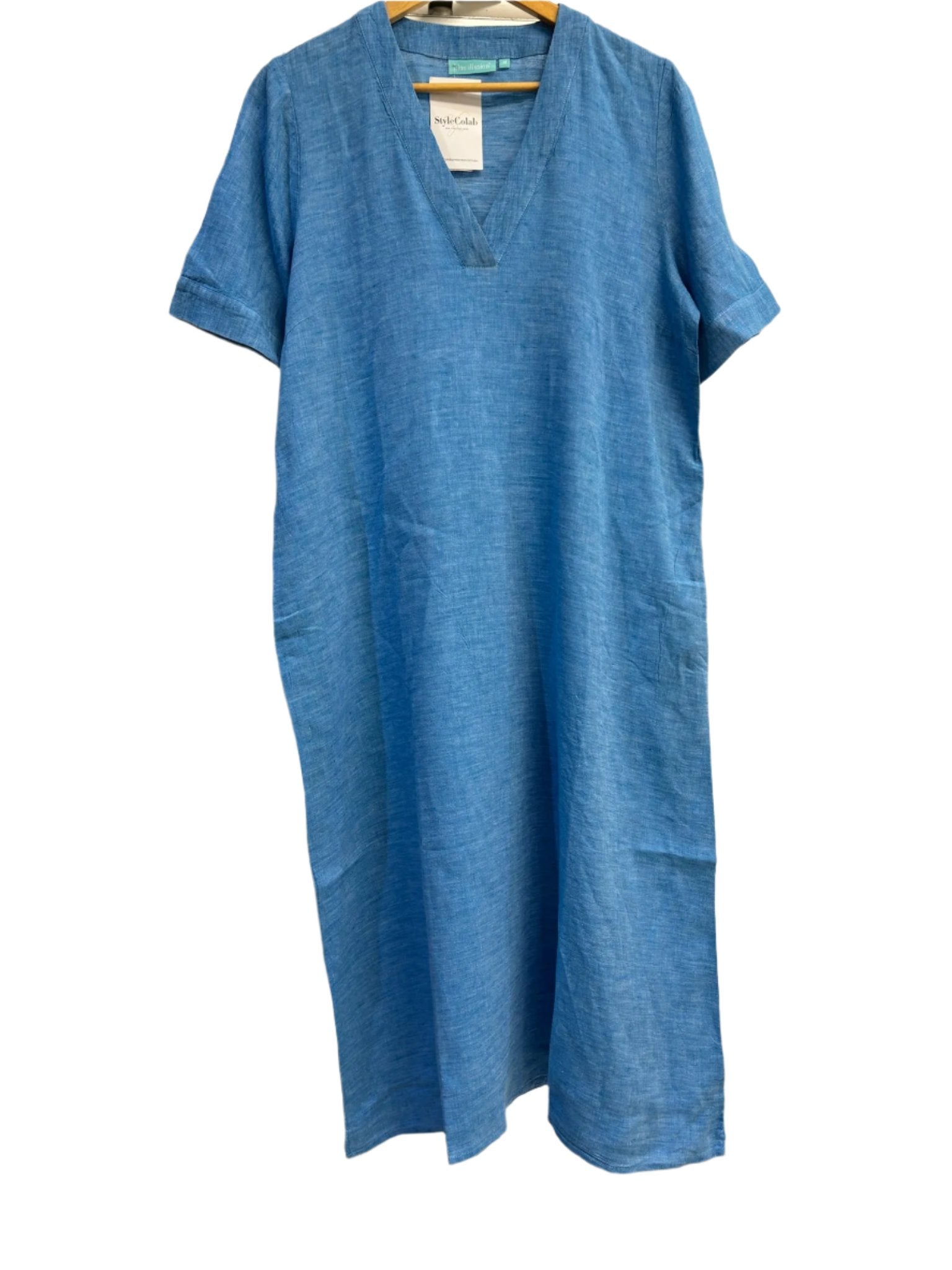 Blue Illusion Linen Dress M