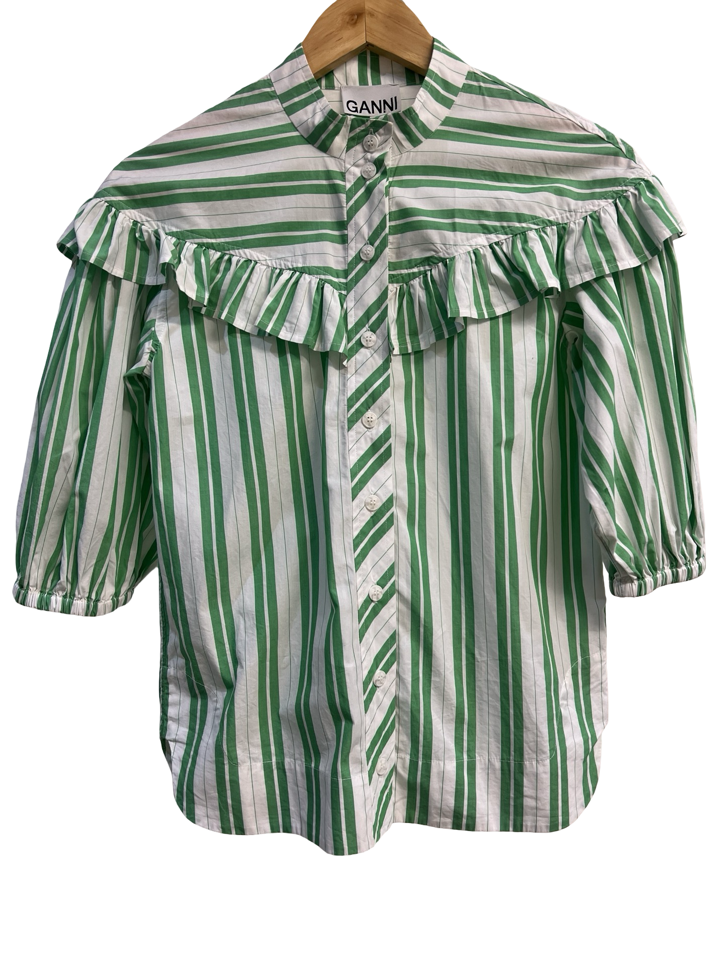 Ganni Green Stripe Shirt 35