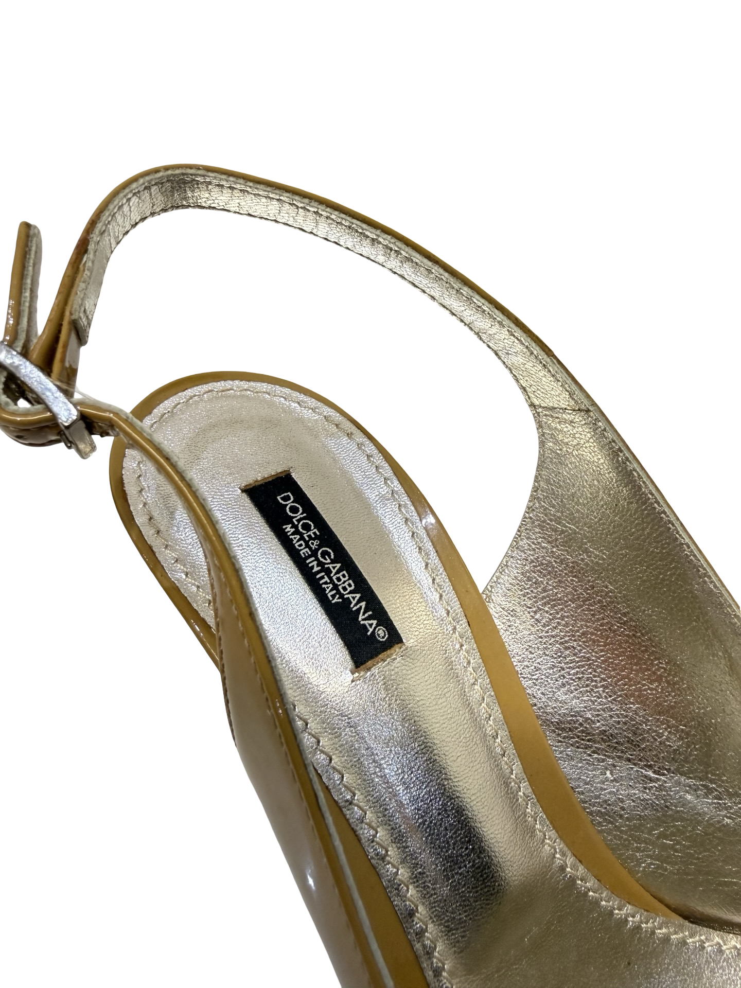 Dolce Gabbana Mustard Patent Slingback 40 WB