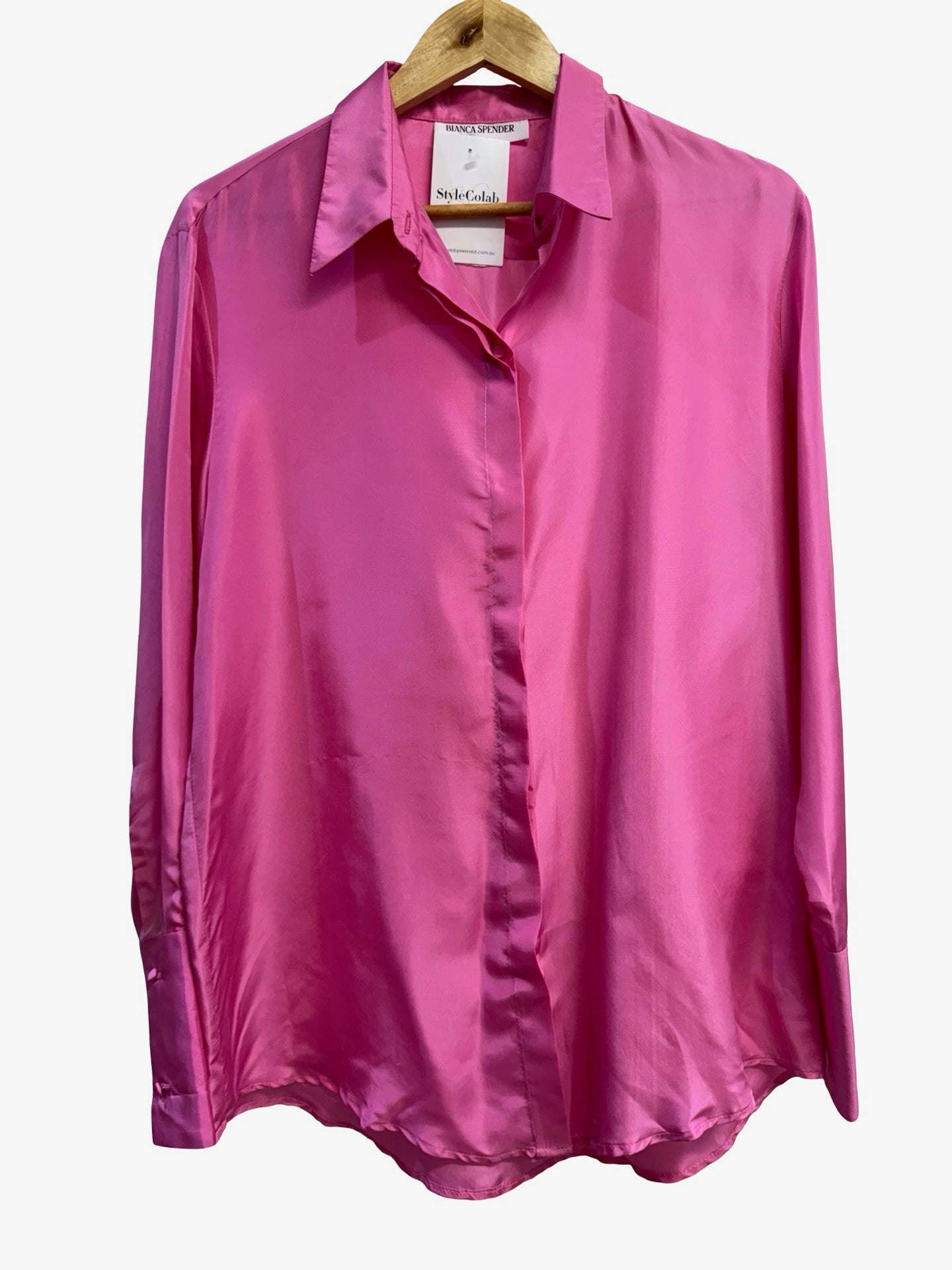 Bianca Spender Pink Silk Shirt L