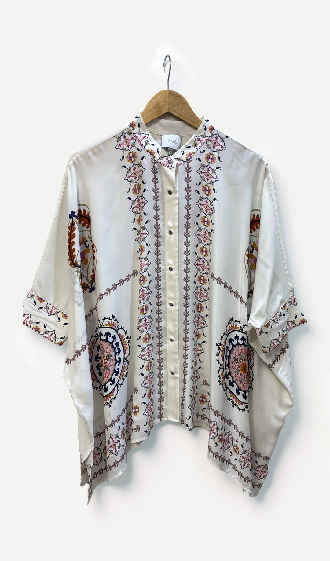 Jade White Patterned Blouse S/M