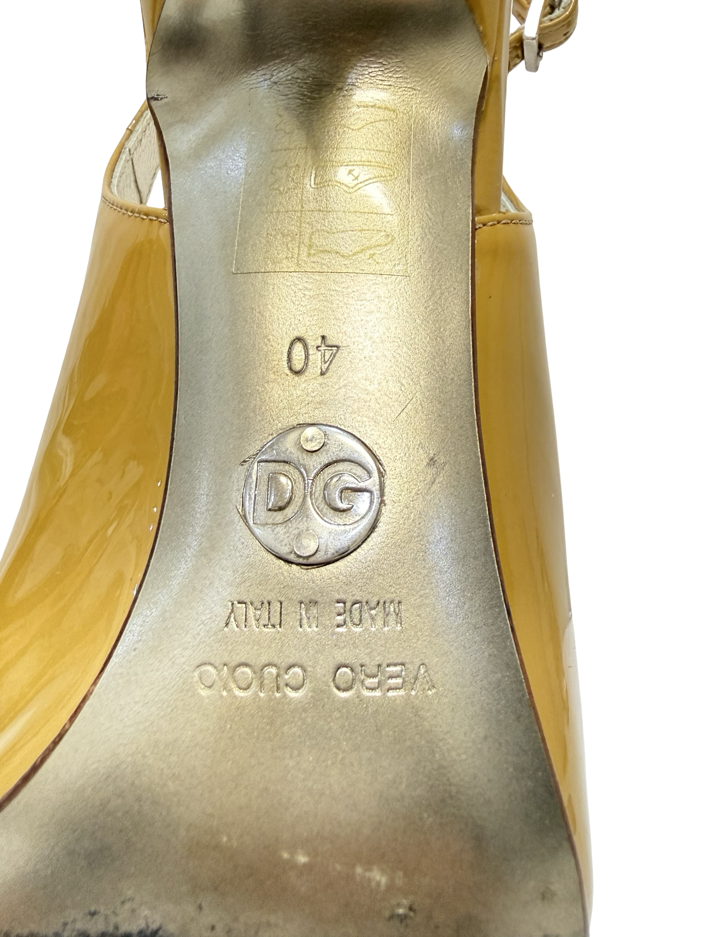 Dolce Gabbana Mustard Patent Slingback 40 WB