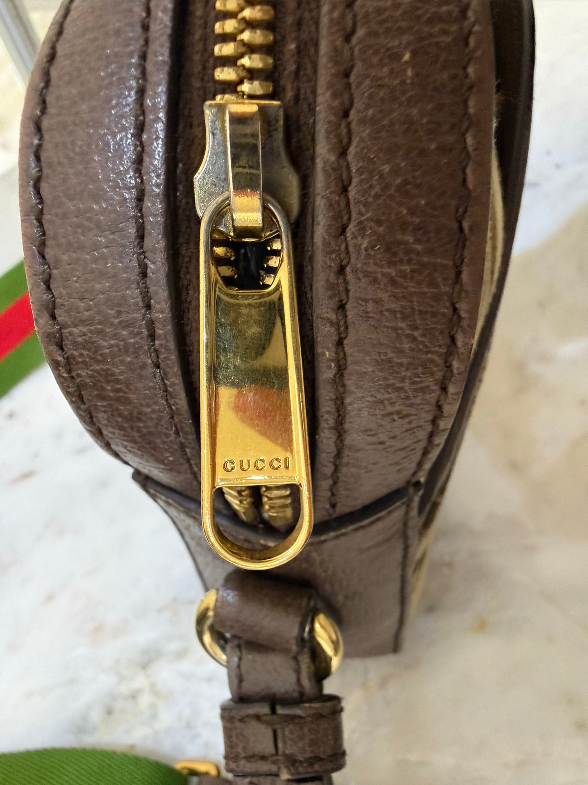 Gucci Monogram Brown Leather Bag, O/S