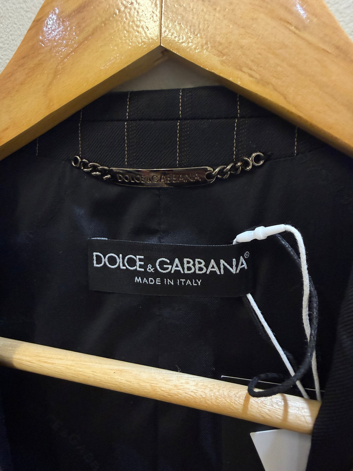 Dolce & Gabbana Black Pinstripe Wool Blazer 46