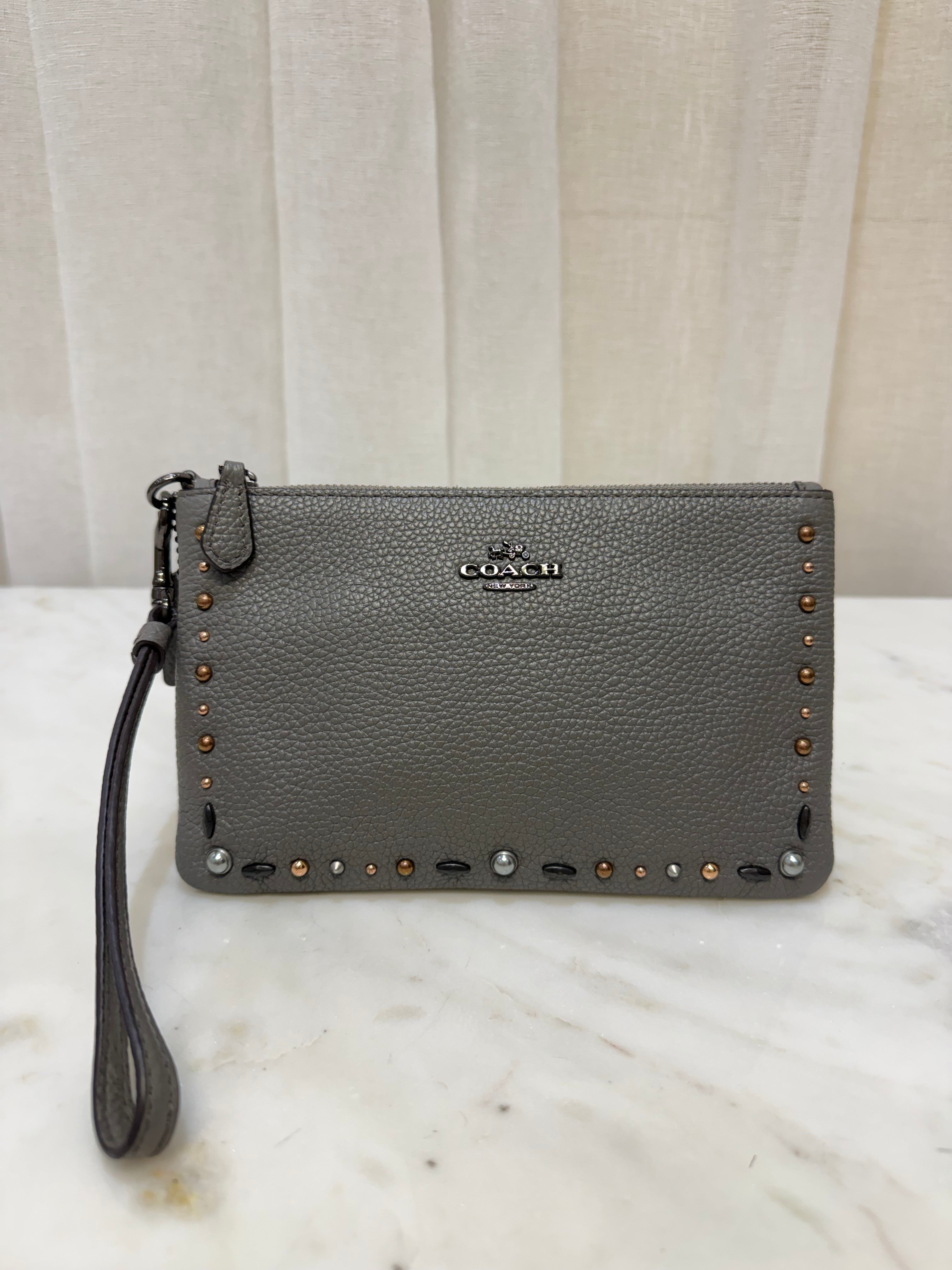 Coach Grey Bejewelled Wristlet/Wallet