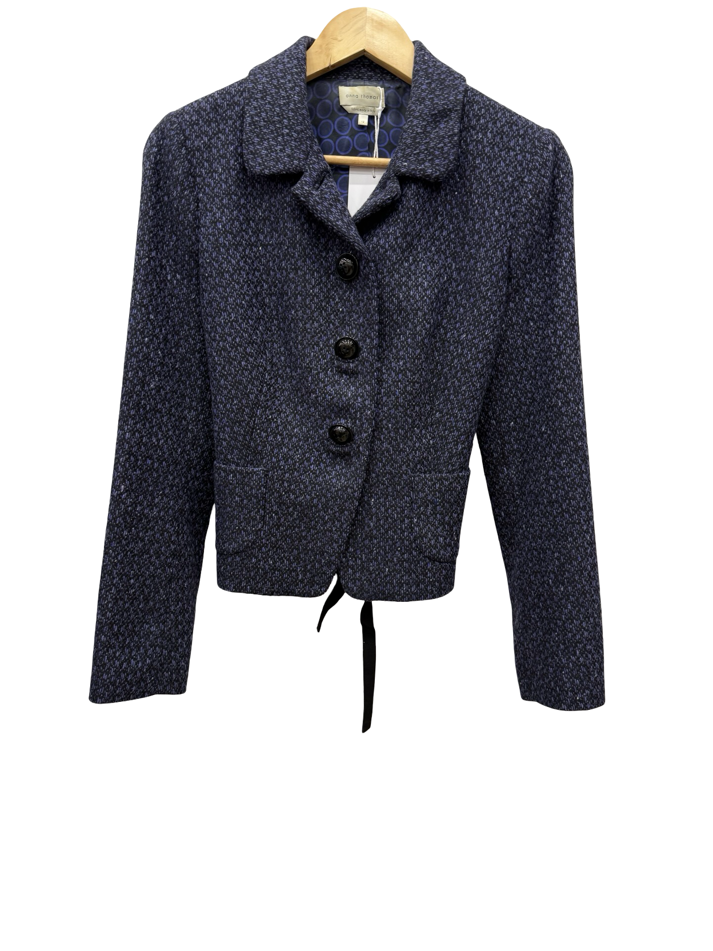 Anna Thomas Blue Tweed Blazer 12