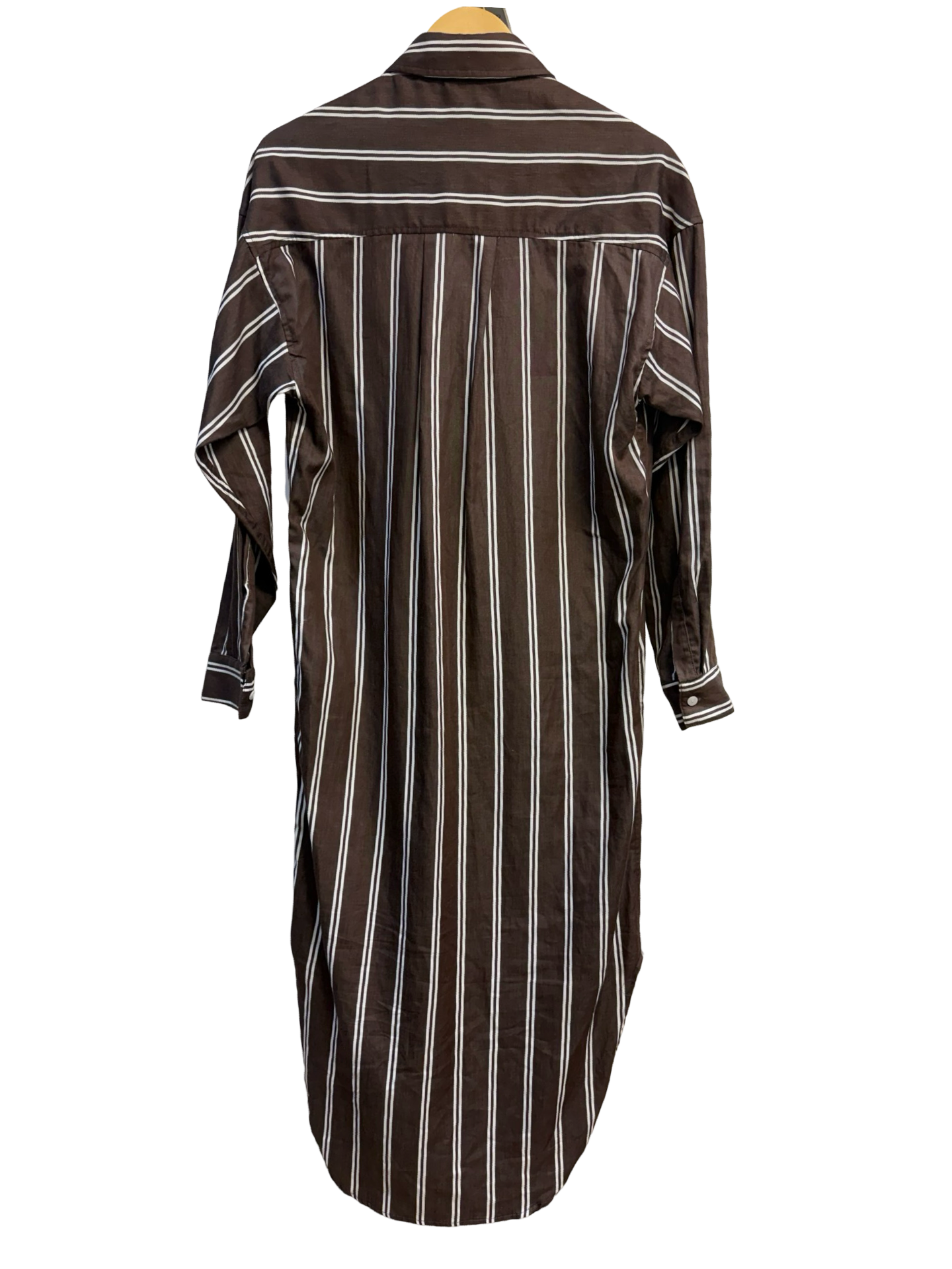 Watson & Watson Chocolate & White Stripe Cotton Shirt Dress 6