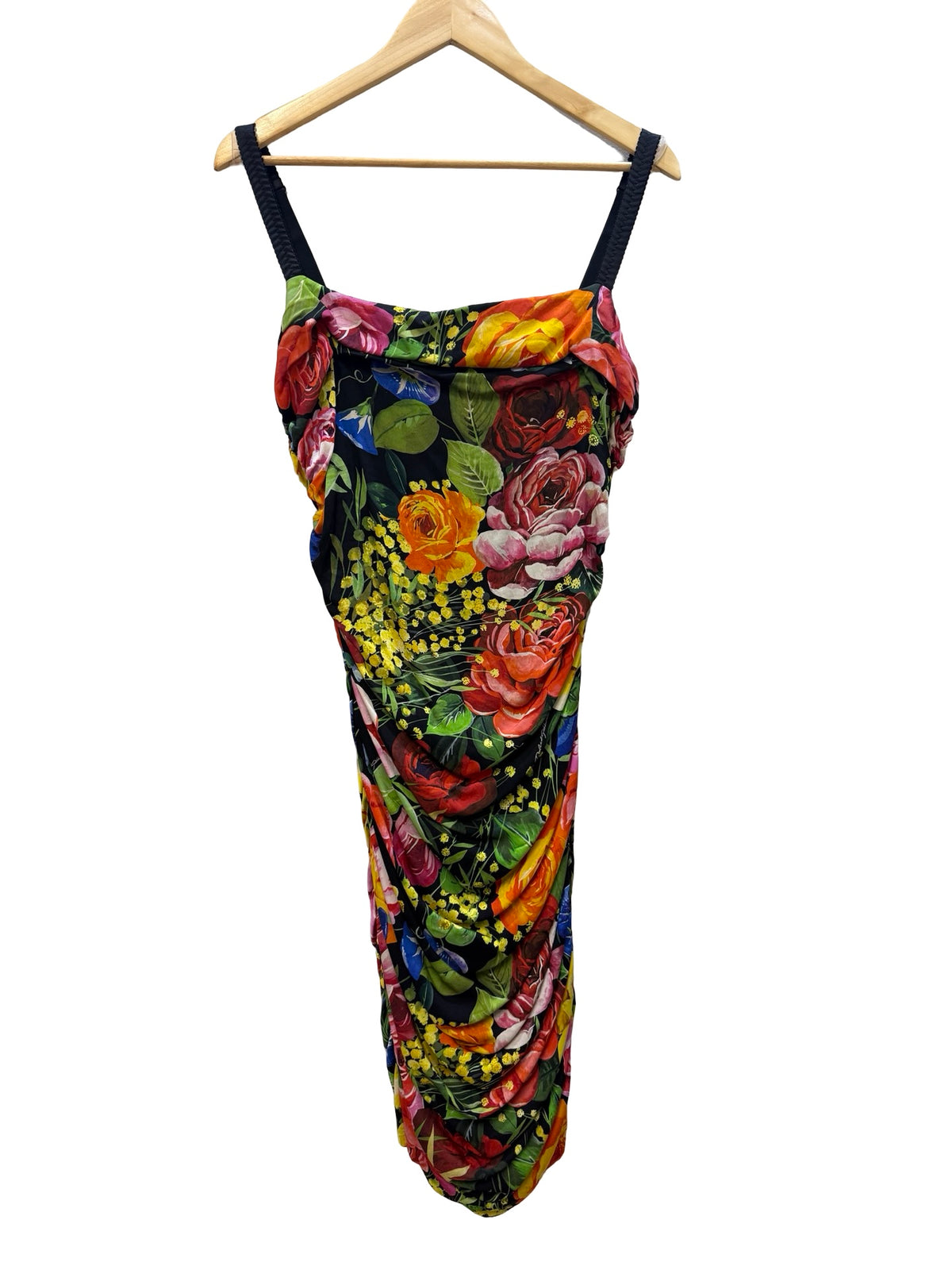 Dolce & Gabbana Black Floral Bodycon Dress XL
