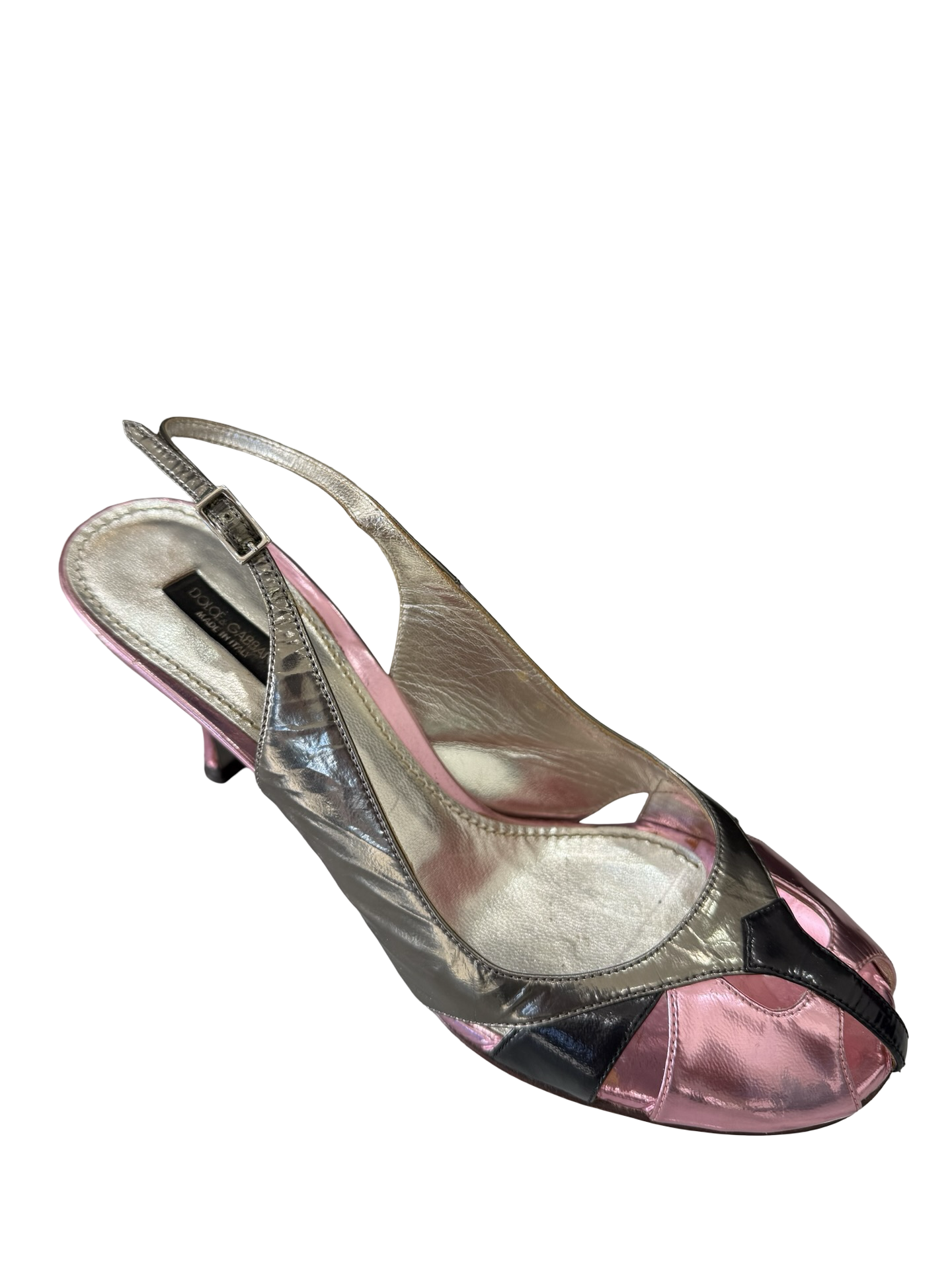 Dolce & Gabbana Silver & Pink Slingbacks 38 WB