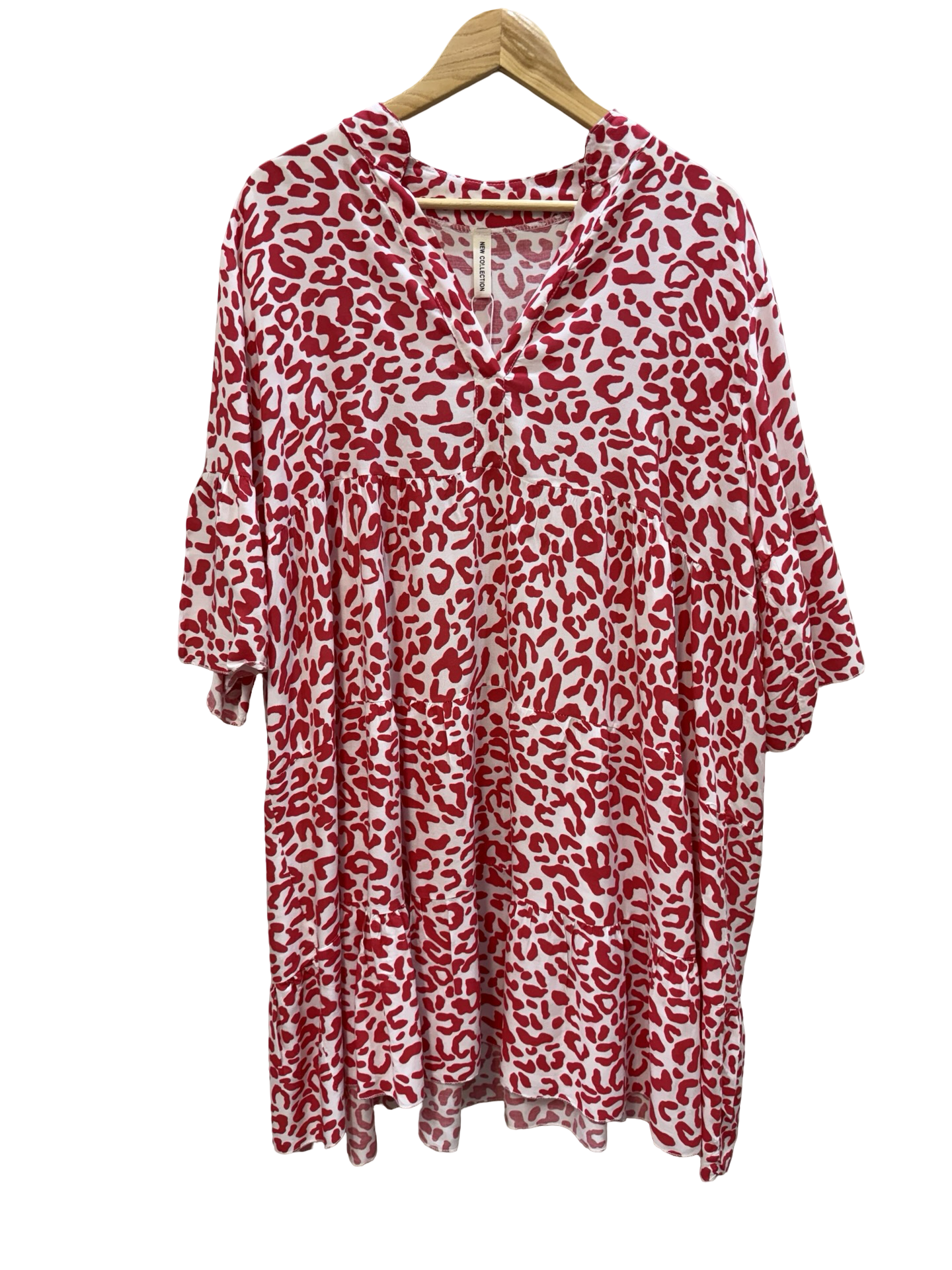 New Collection Red/White Print Tiered Dress M/L