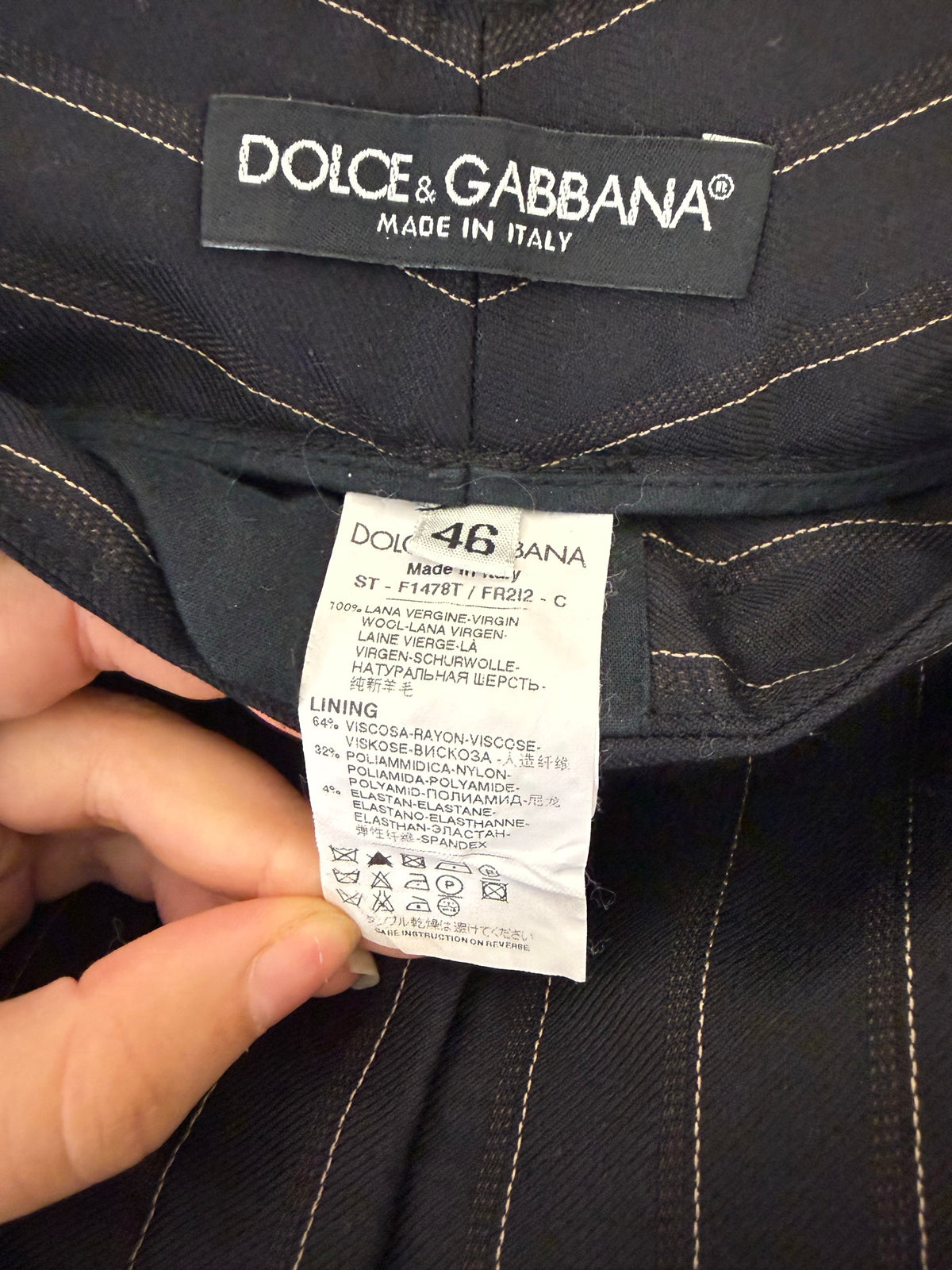 Dolce & Gabbana Black Pinstripe Pants 46