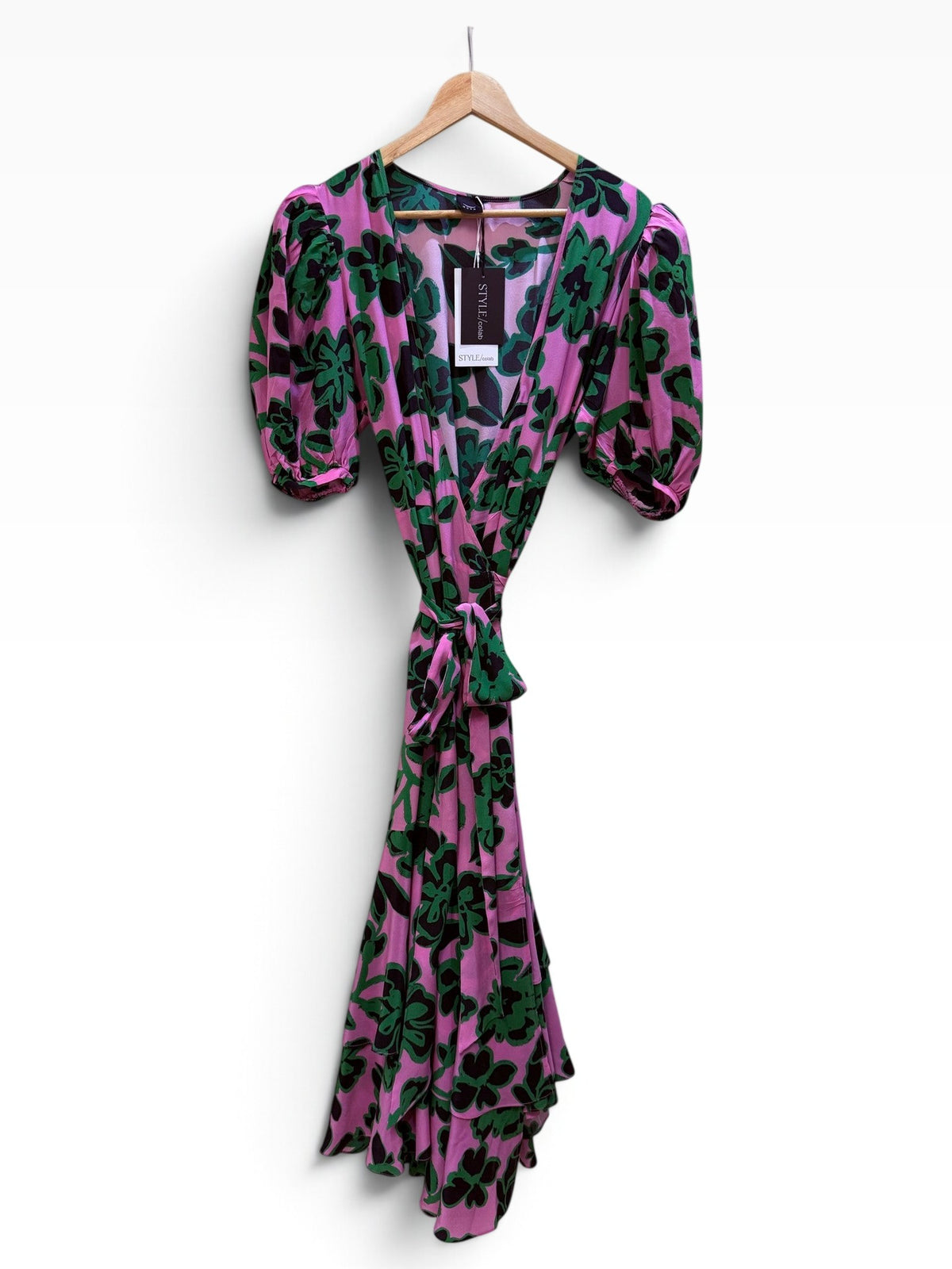 Husk Green & Pink Floral Wrap Dress 14