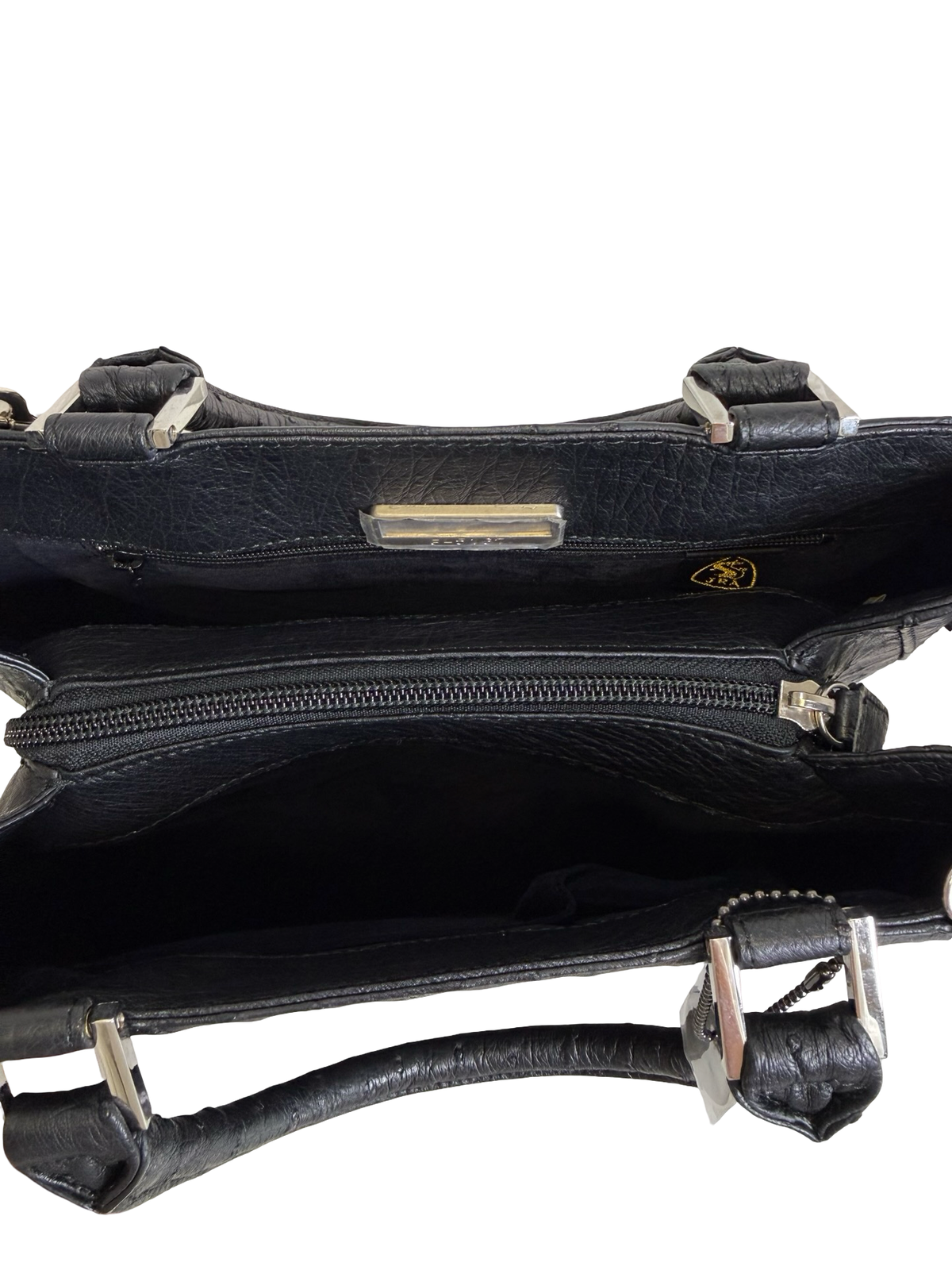 Genuine Full Quill Ostrich Leather Handbag – Black