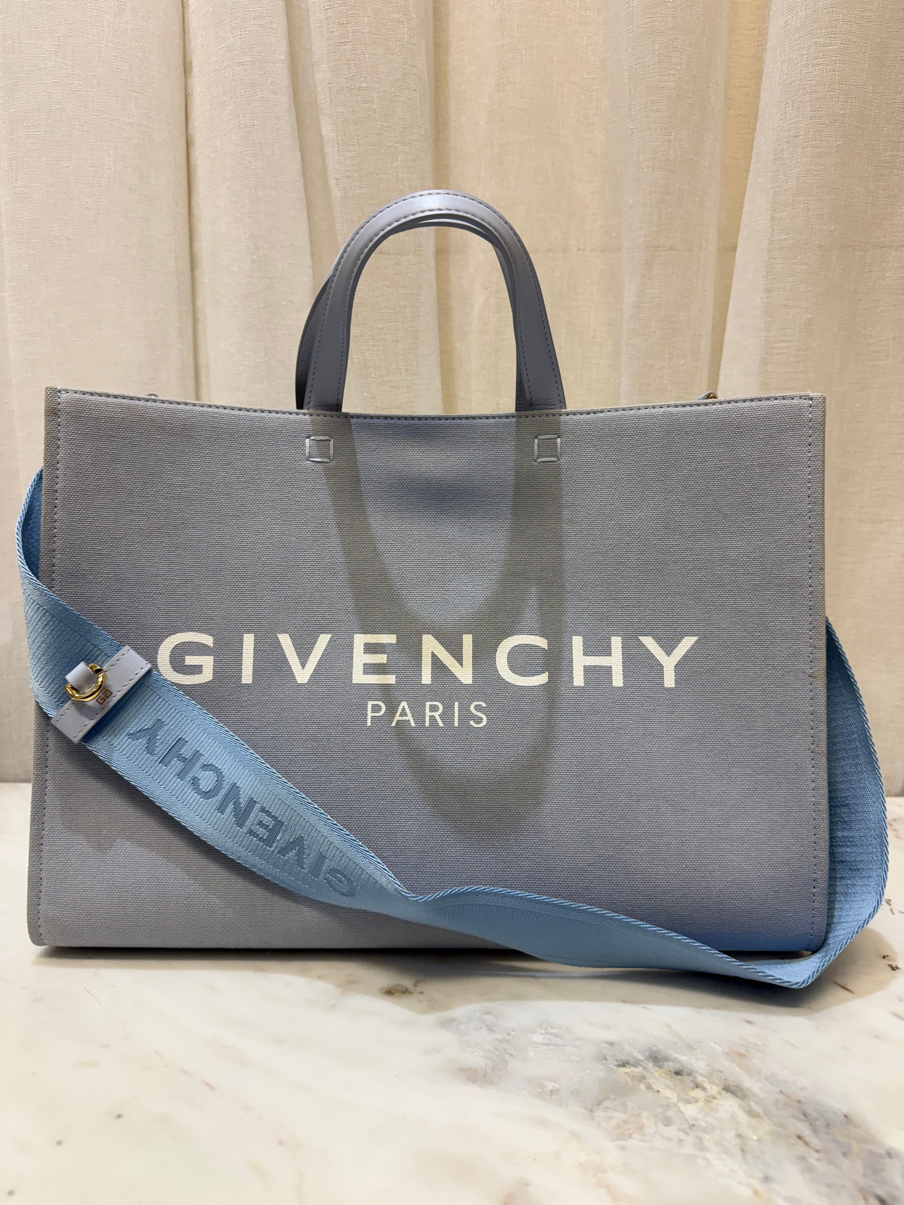 Givenchy Light Blue Canvas Medium G Tote