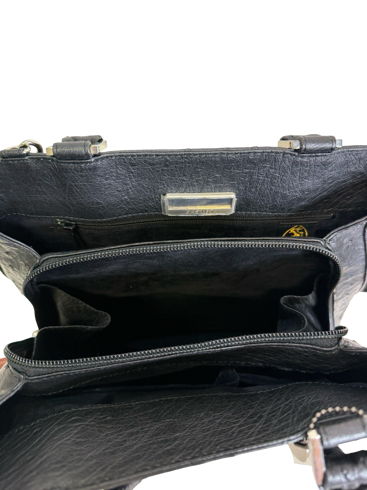 Genuine Full Quill Ostrich Leather Handbag – Black