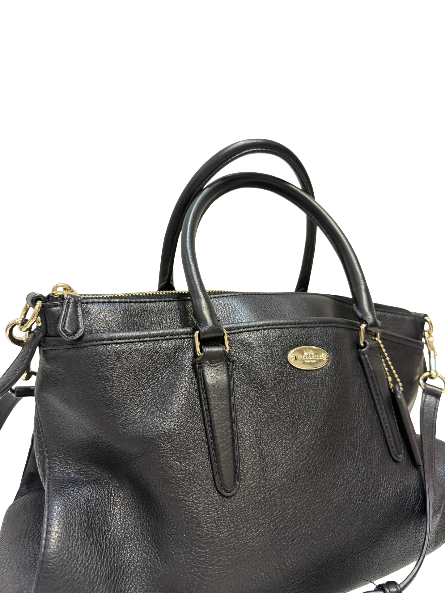 Coach Morgan Black Satchel Pebble Leather