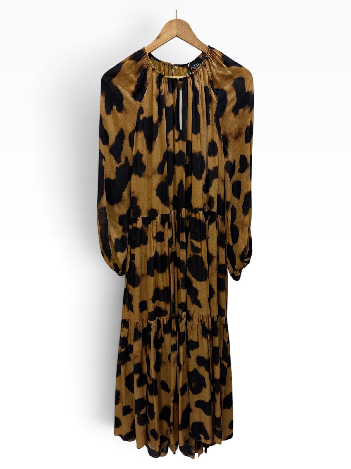 Husk Tan Black Print Tiered Dress 8