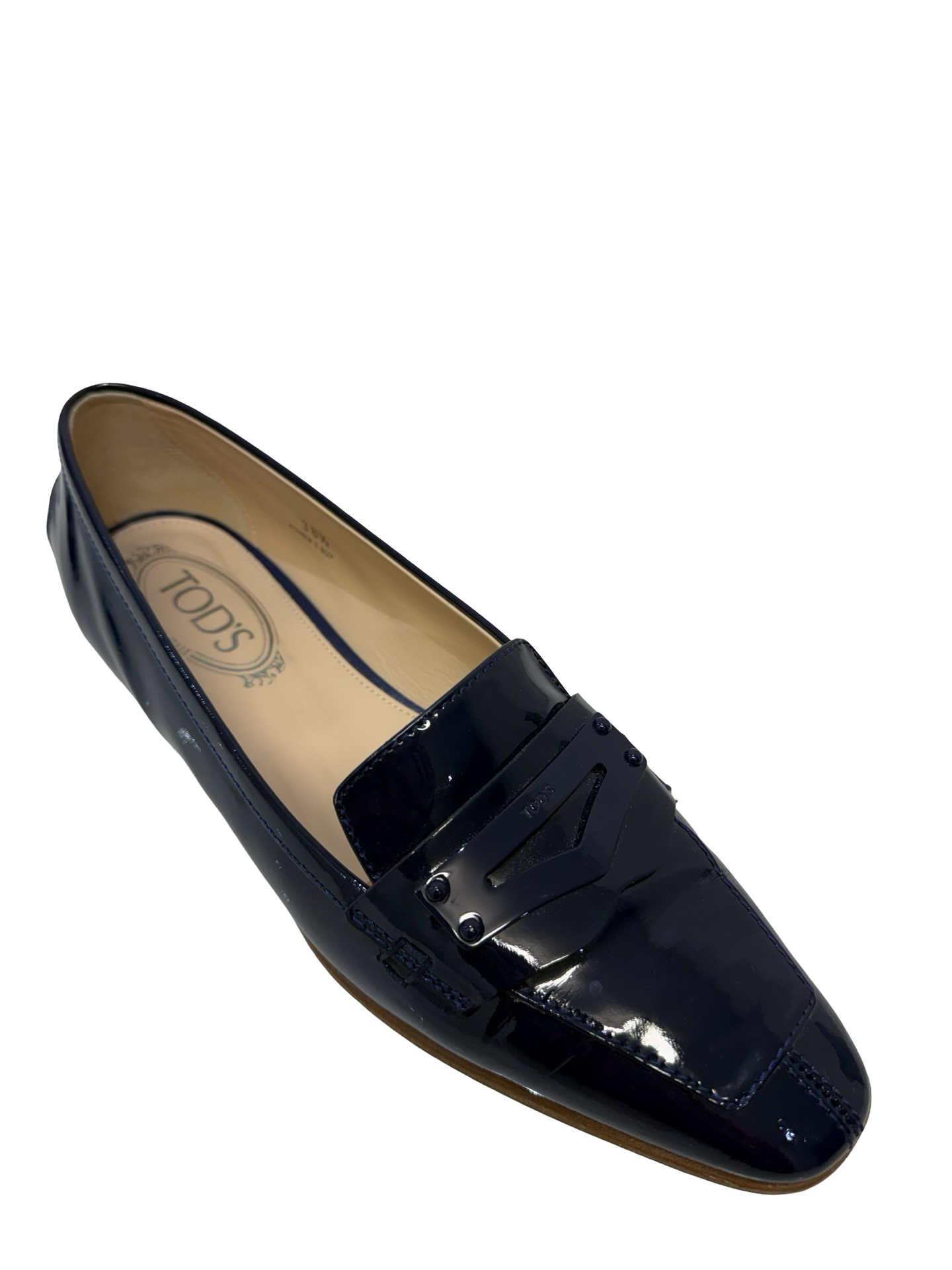 Tods Navy Patent Loafer 38.5 WB