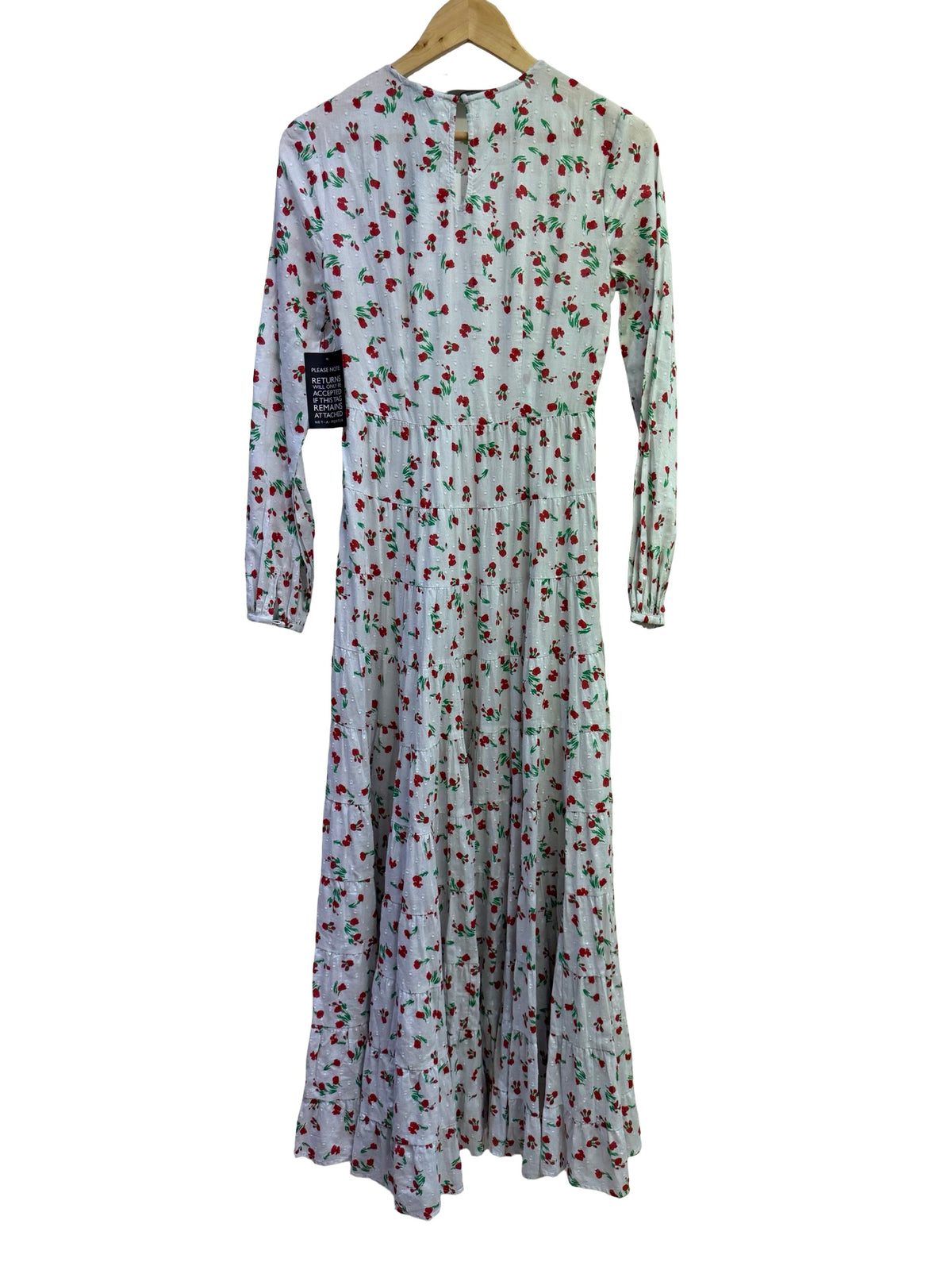 Rixo White & Red Floral Maxi Dress 8 BNWT