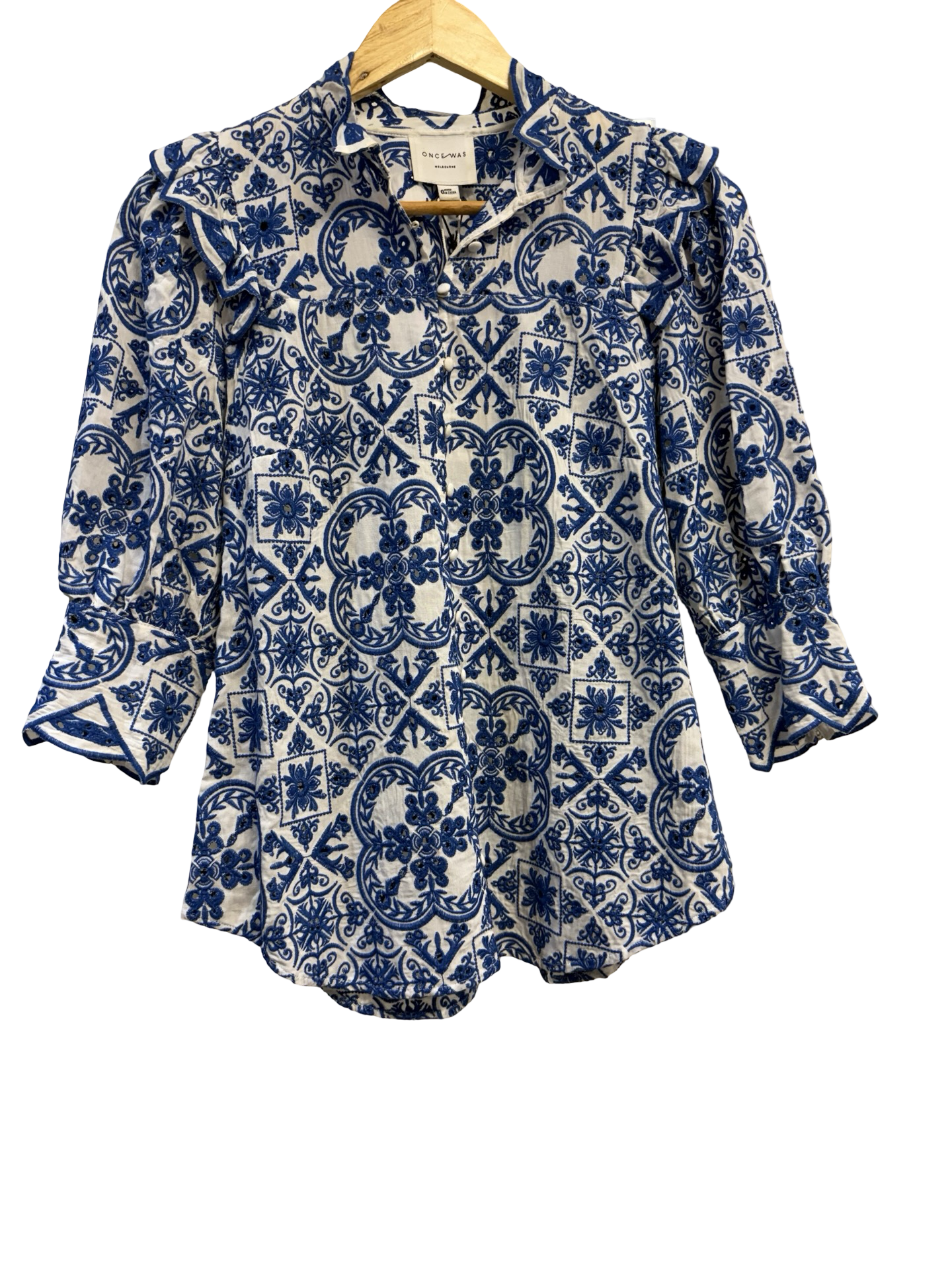 OnceWas Blue/White Shirt XS
