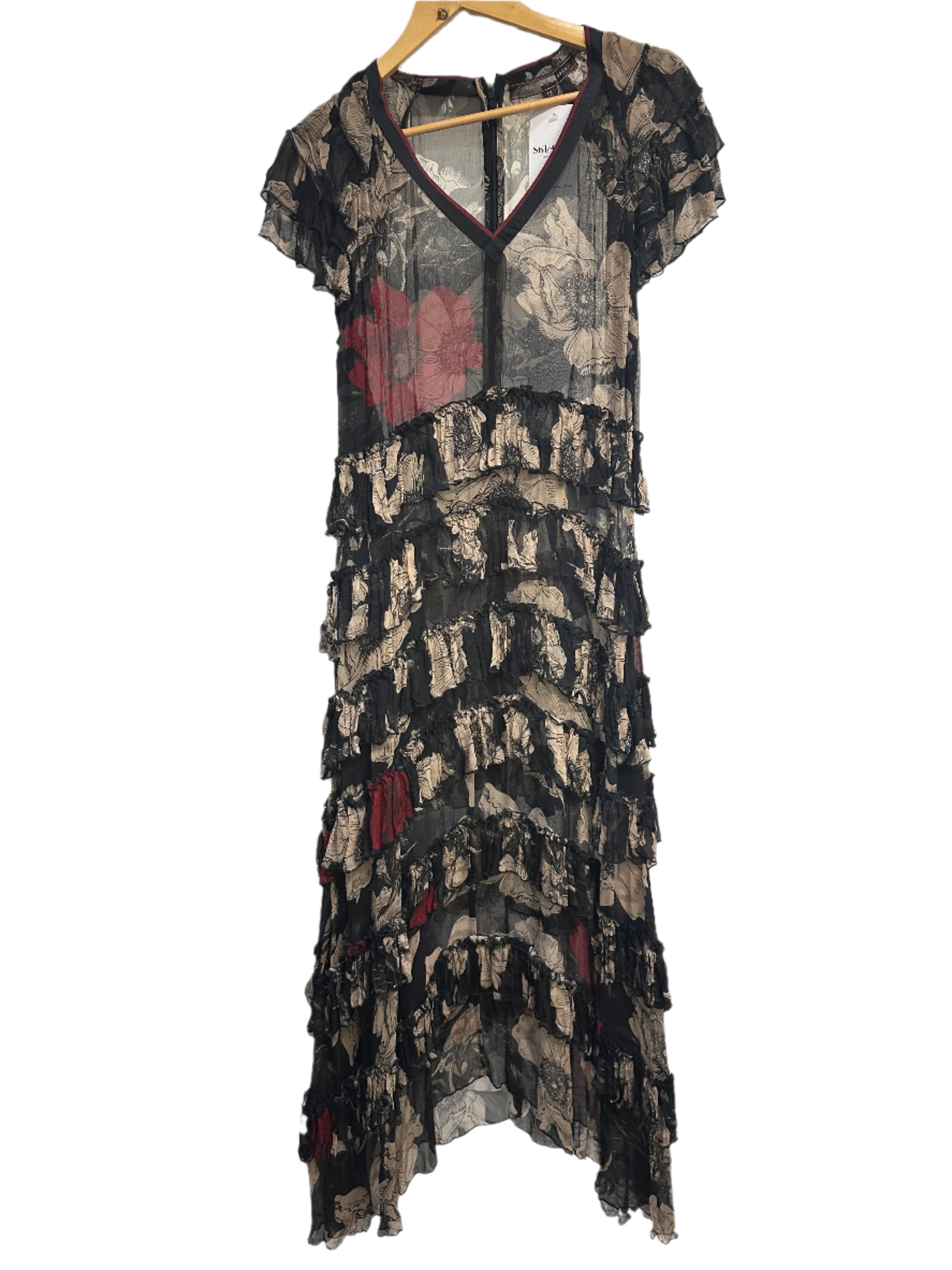 Trelise Cooper Black Floral Dress 12