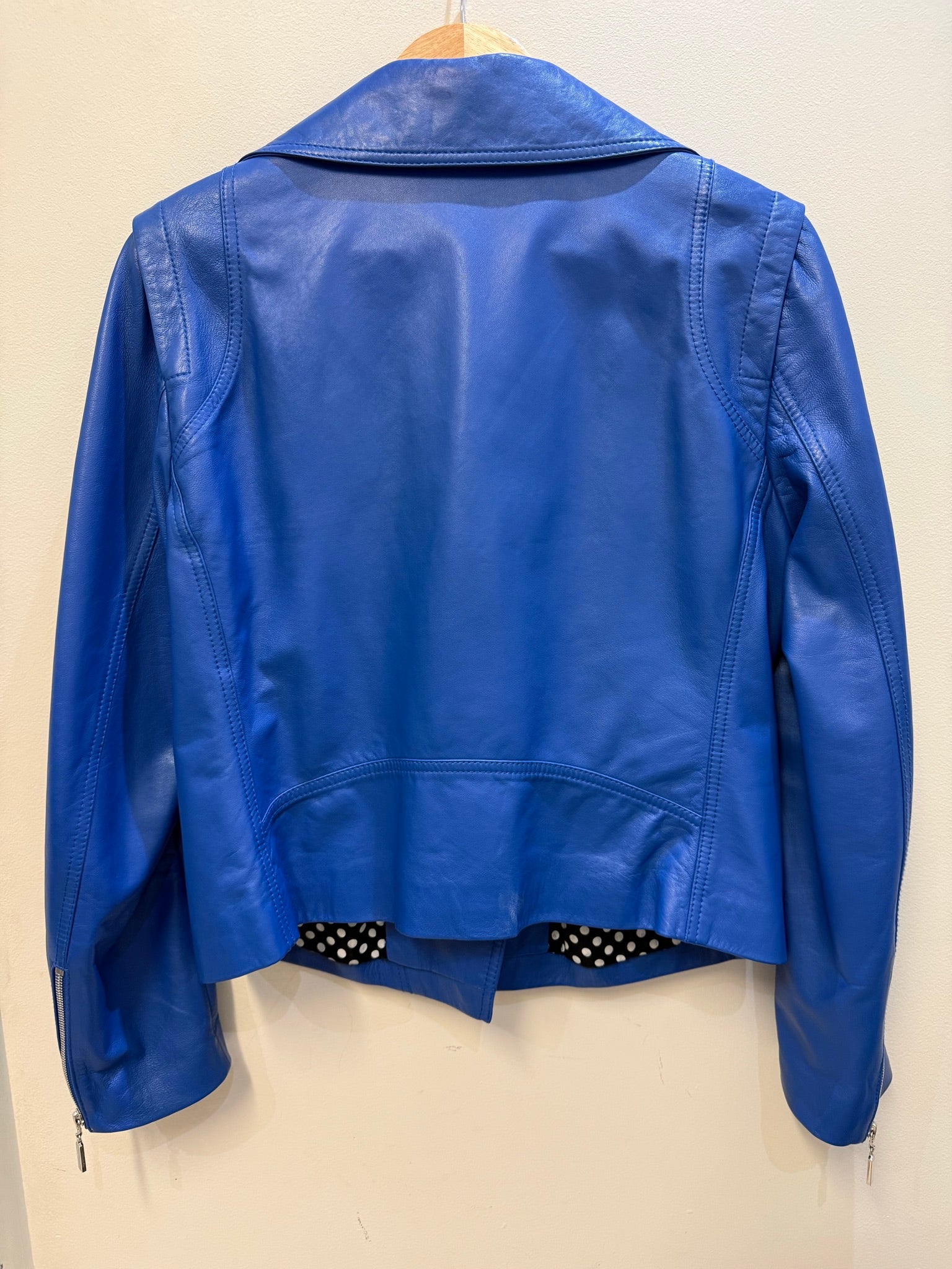 Escada Sport Yves Klein Blue Leather Biker Jacket 42