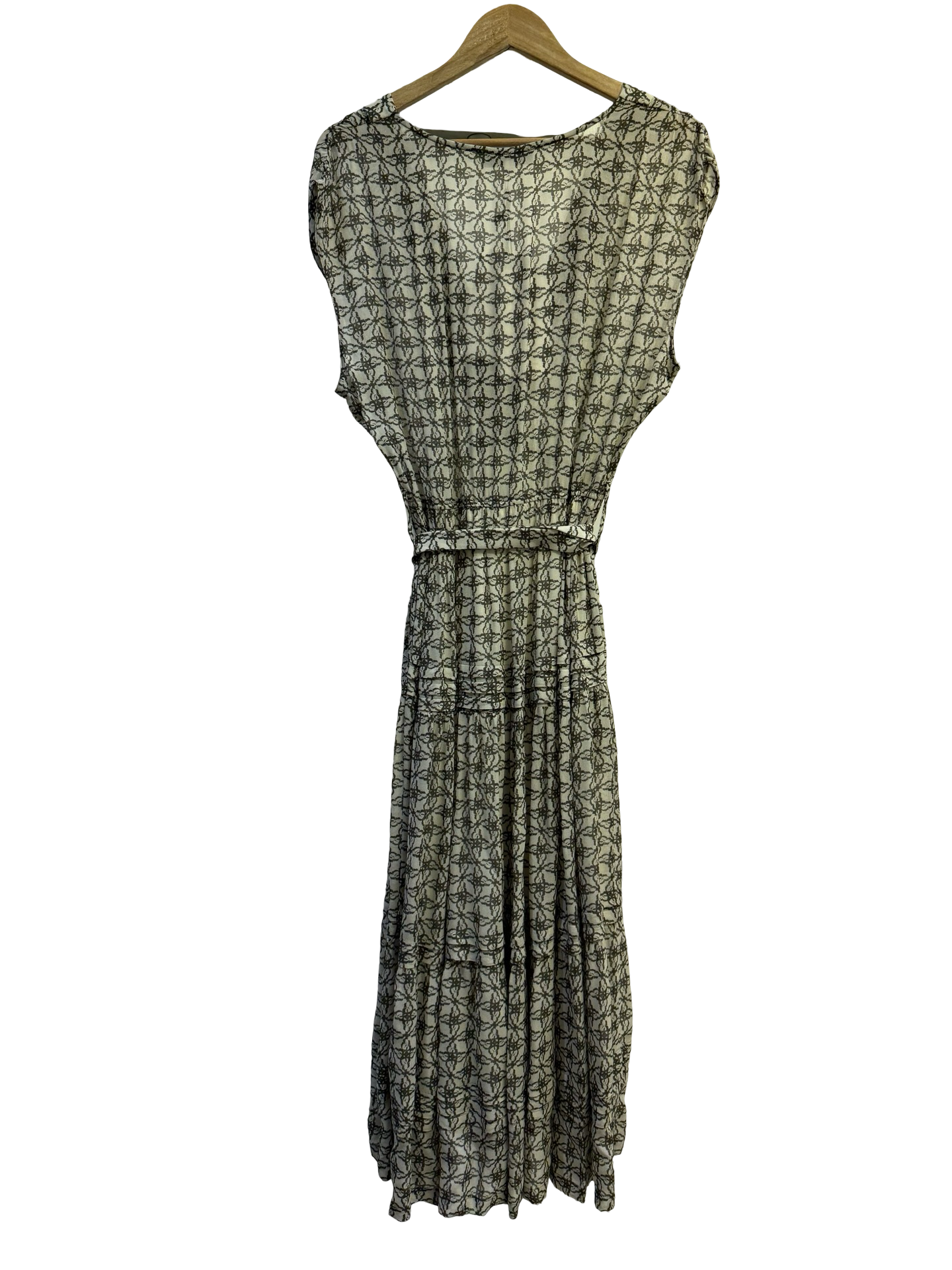 Caravan Olive/Cream Midi Dress M