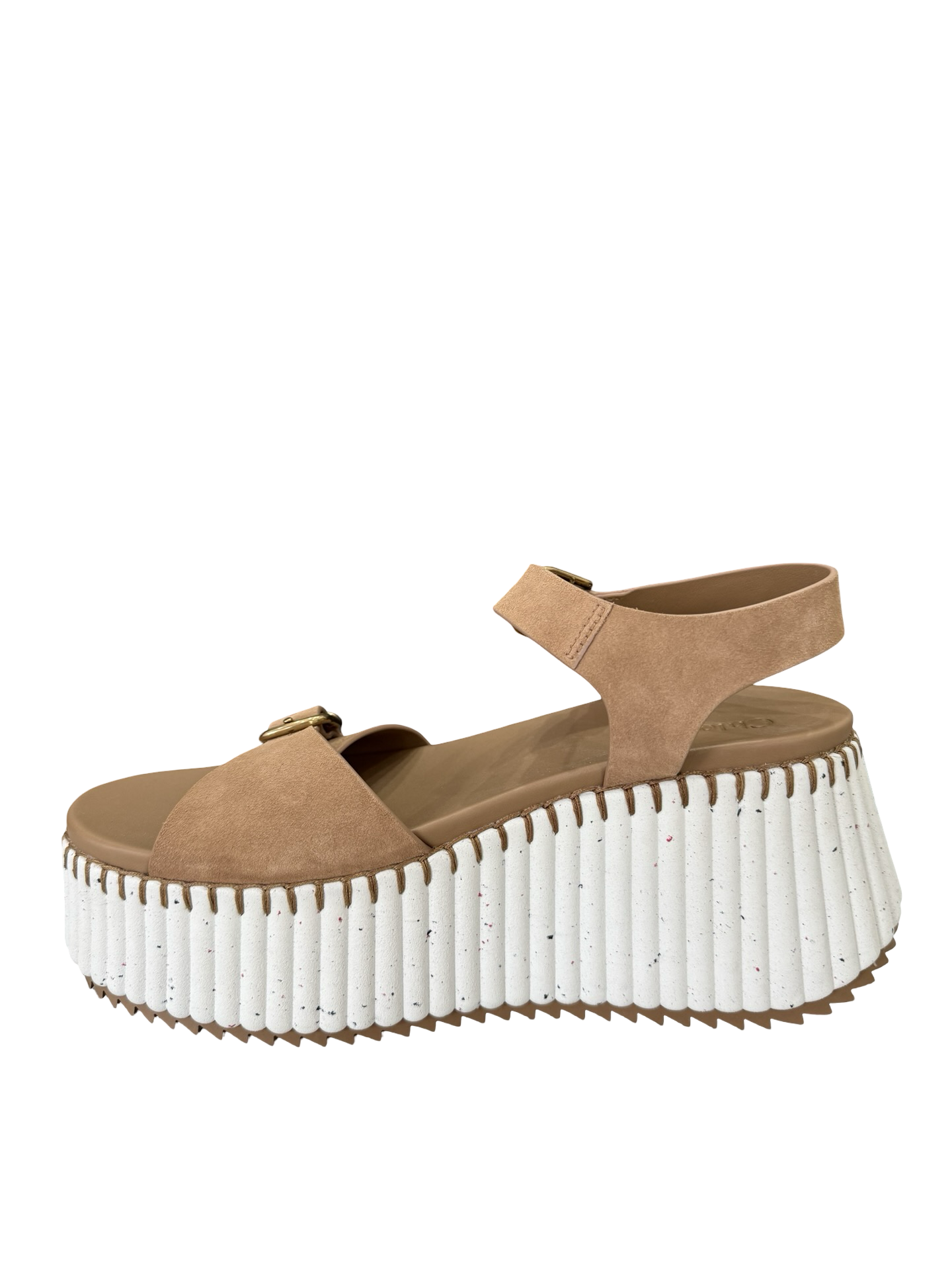 Chloe Brown/Wte Wedges 39 WB