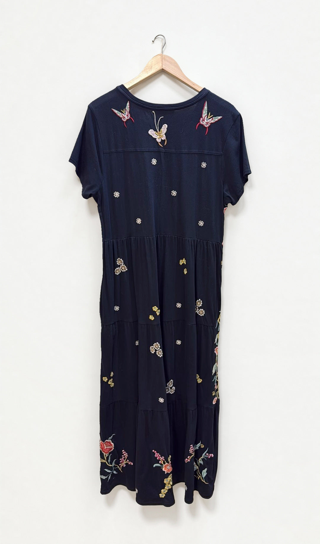 Johnny Was Black Embroidered Dress L
