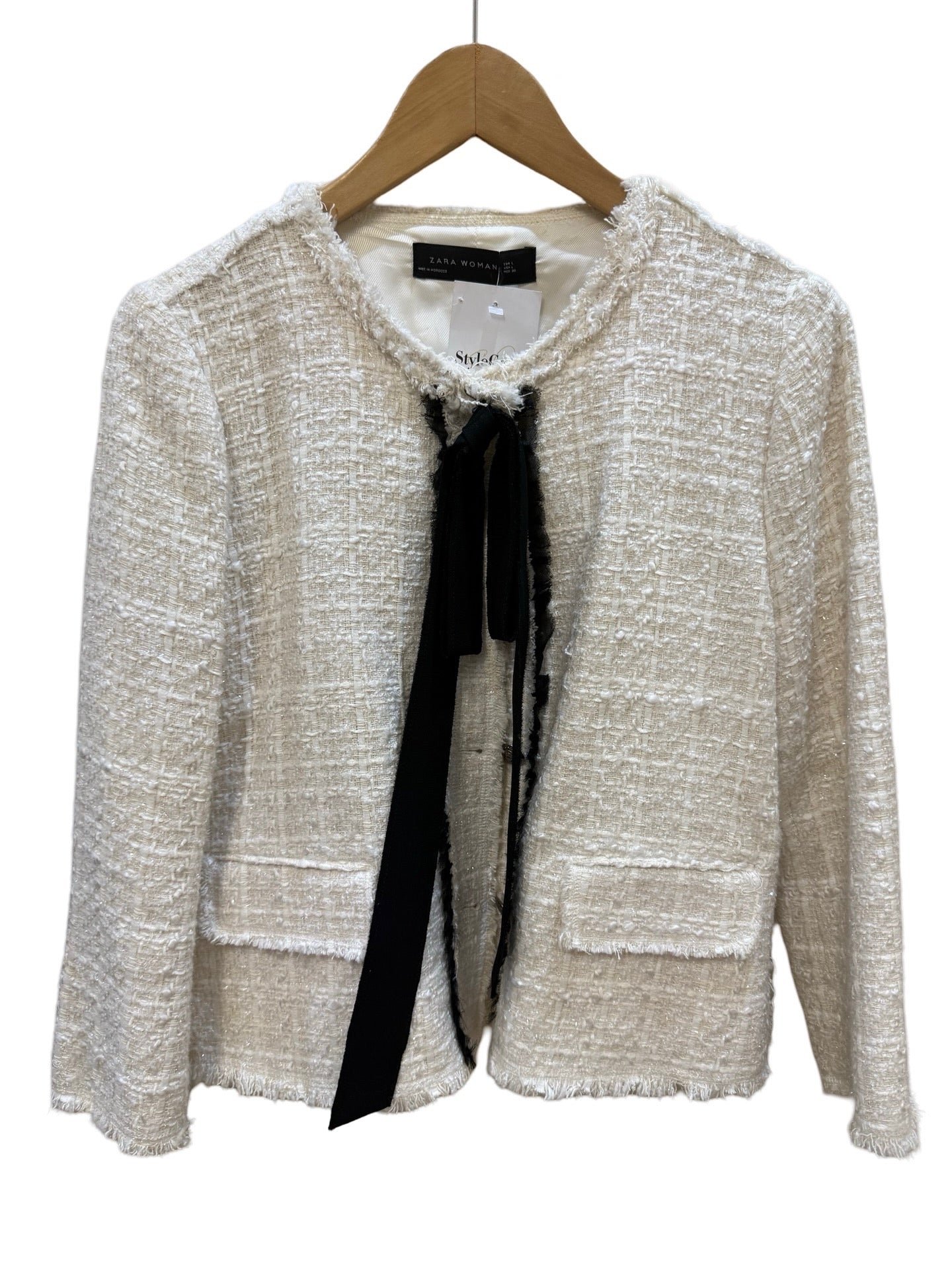 Zara White Tweed Blazer L

