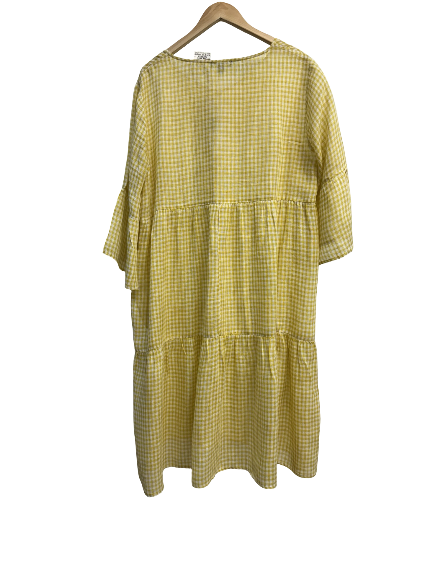 Gordon Smith Yellow Gingham Tiered Dress 12