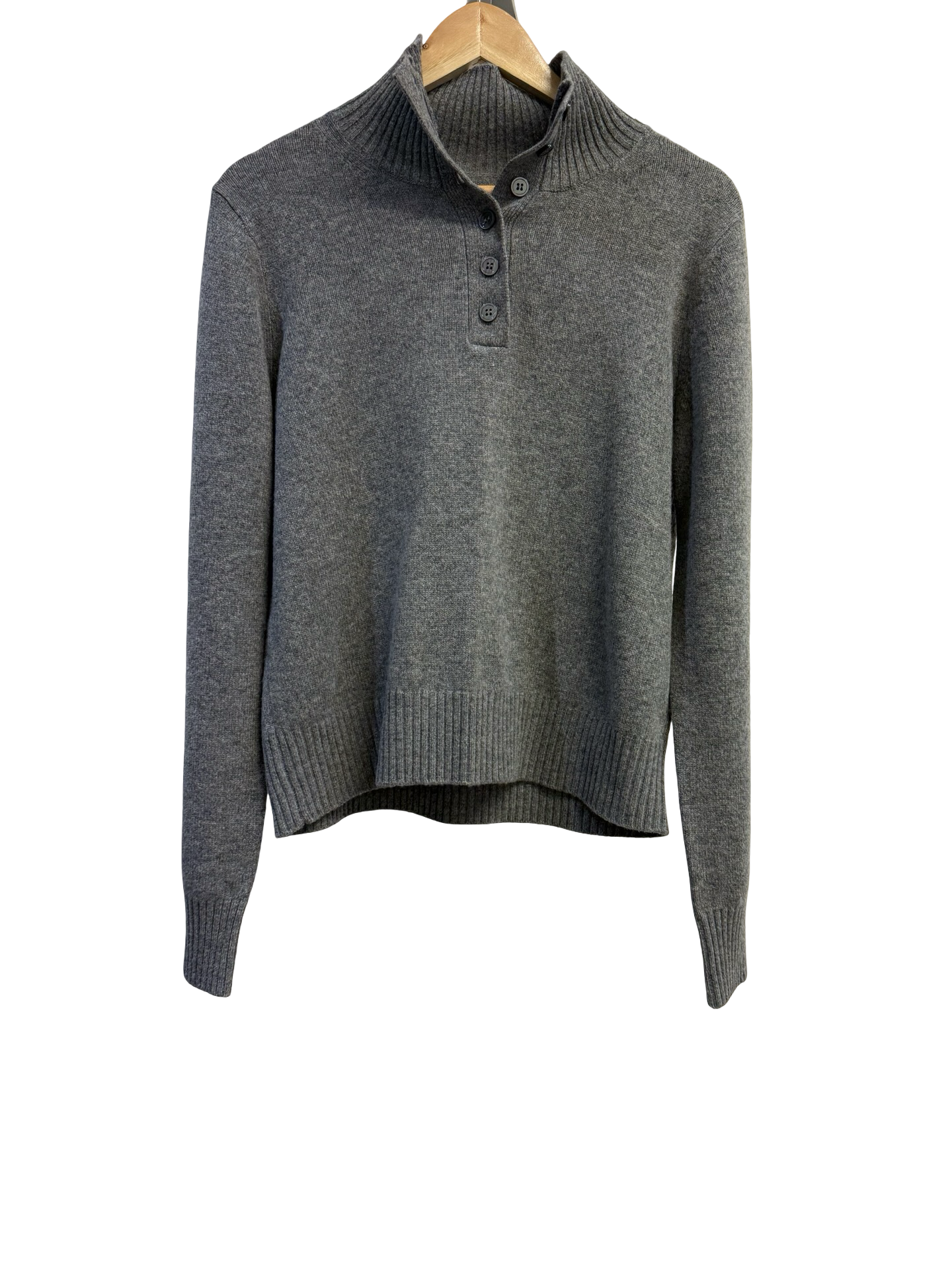 Samsoe Grey Knit Buttoned Top L
