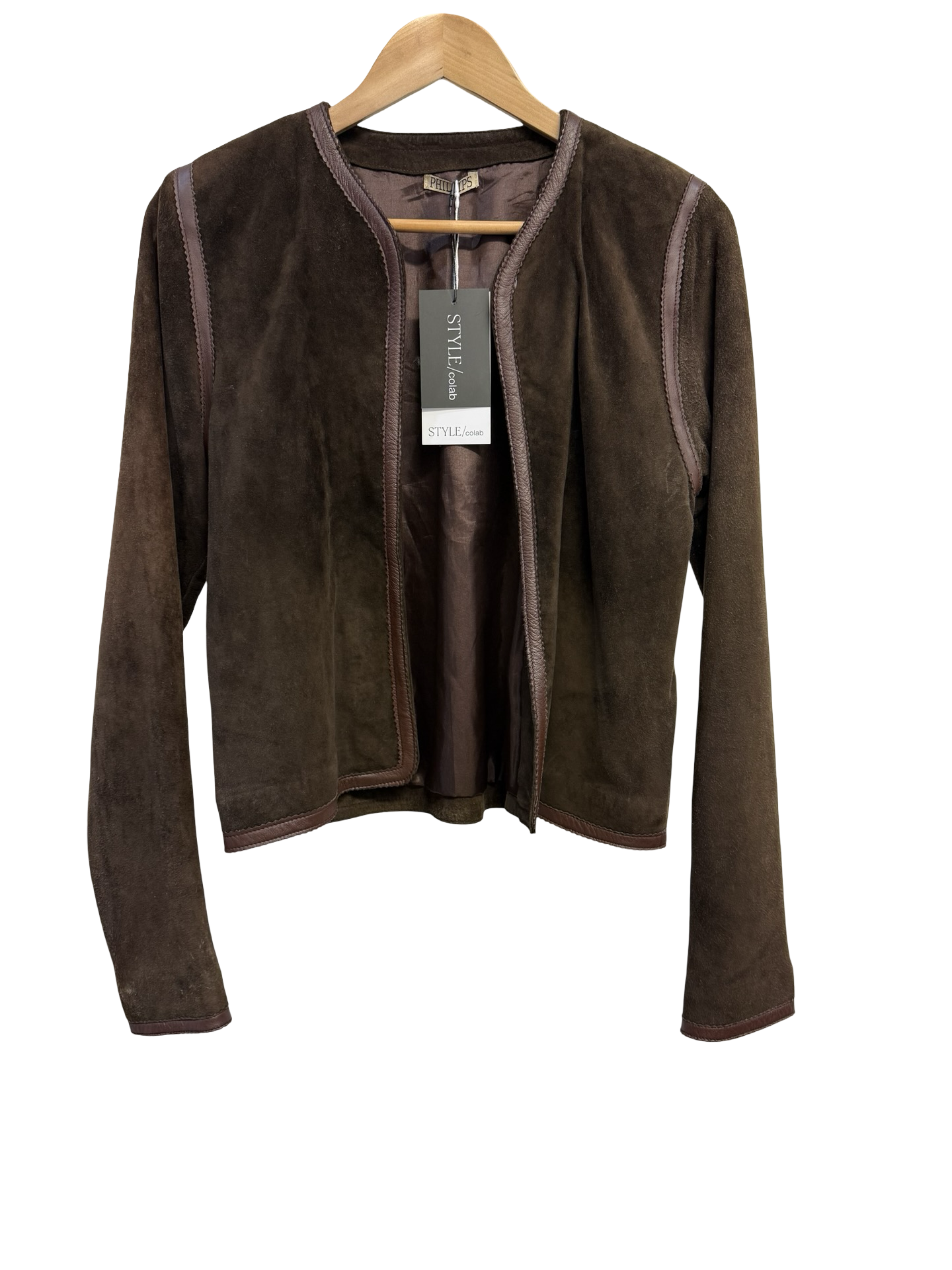 Phillips Suede Chocolate Cropped Jacket L