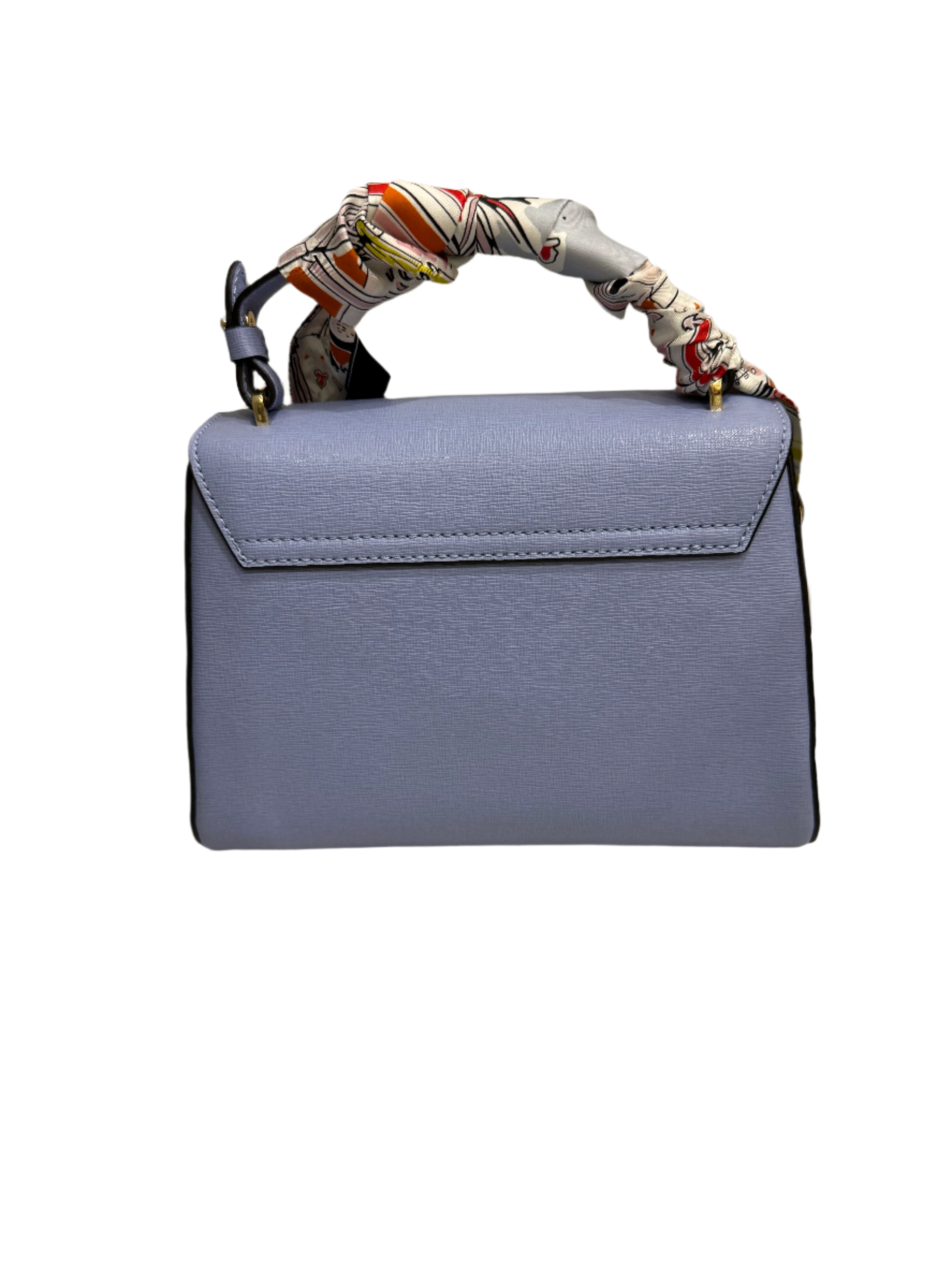 Top Handle Blue Leather Handbag