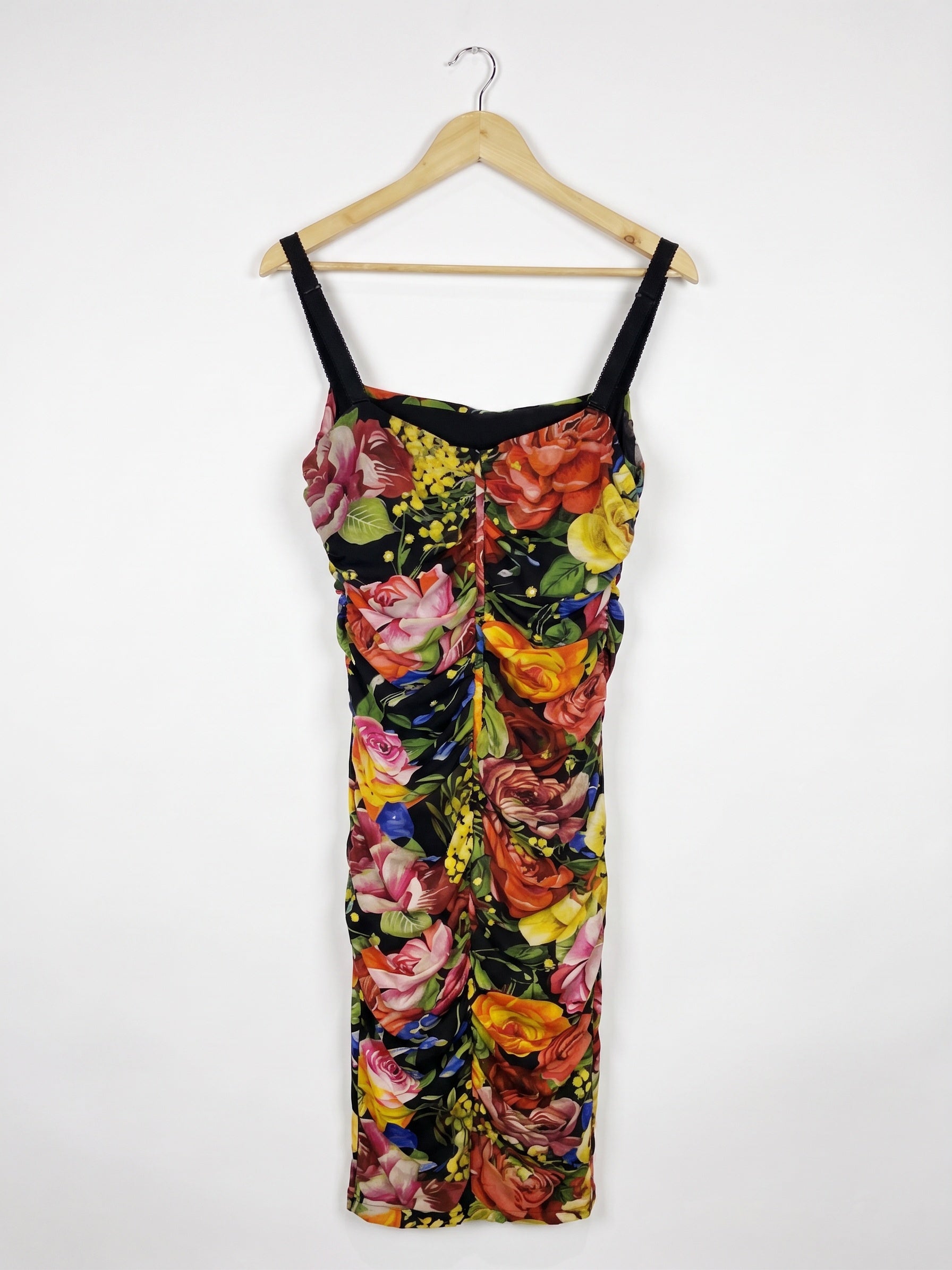 Dolce & Gabbana Black Floral Bodycon Dress XL