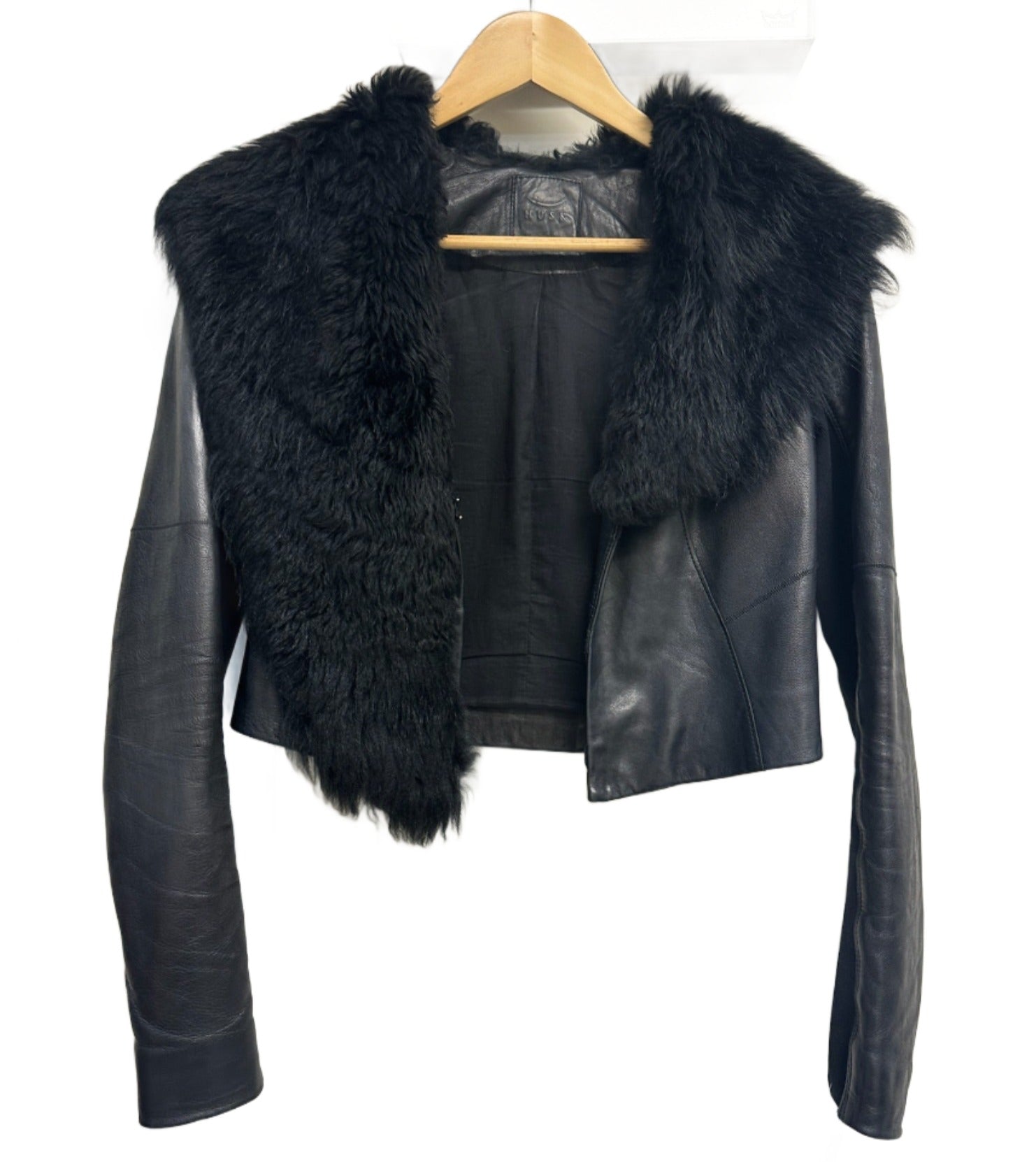 Husk Black Leather Jacket with Fur