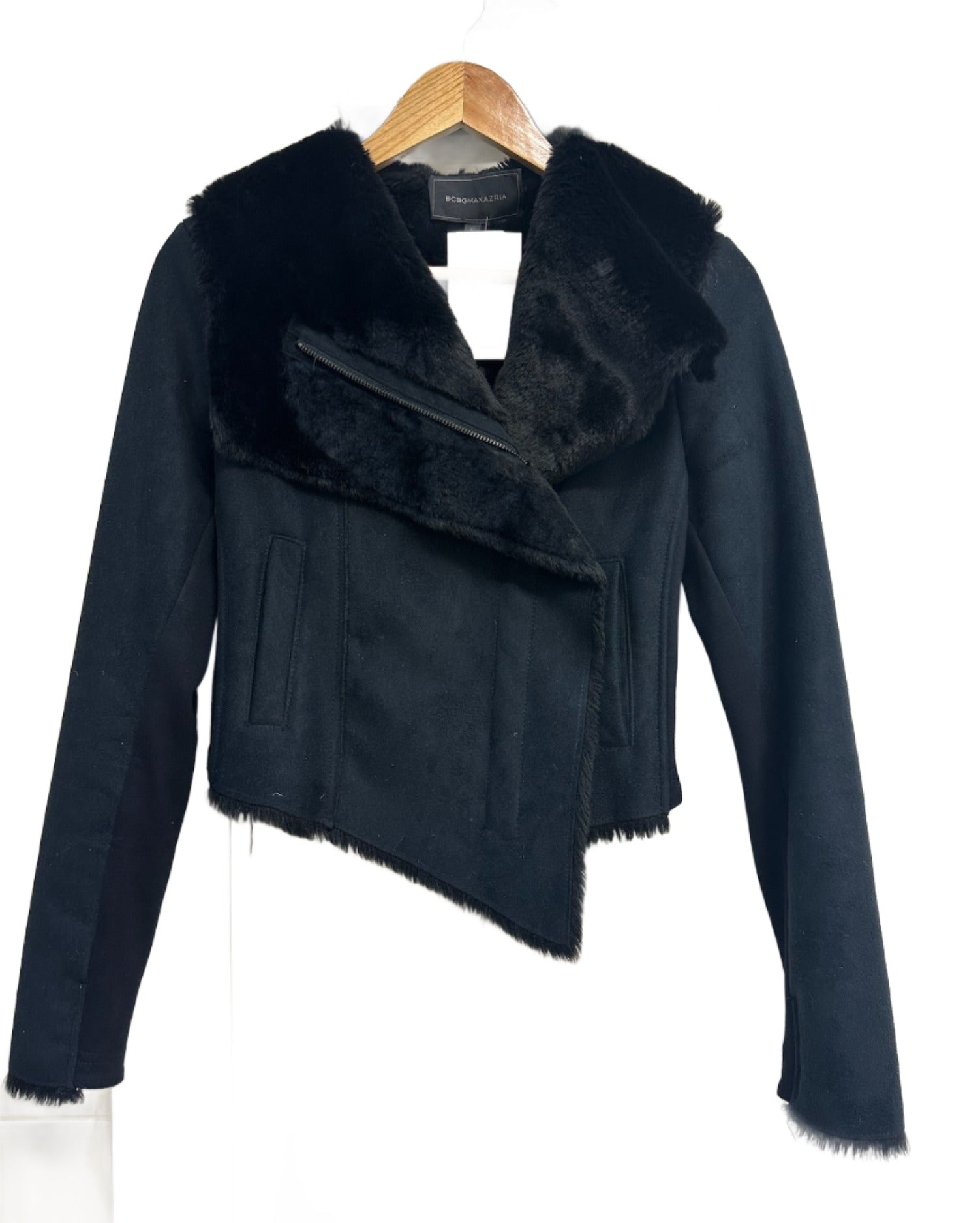 BCBGMAXAZRIA Black Fur Lined Jacket